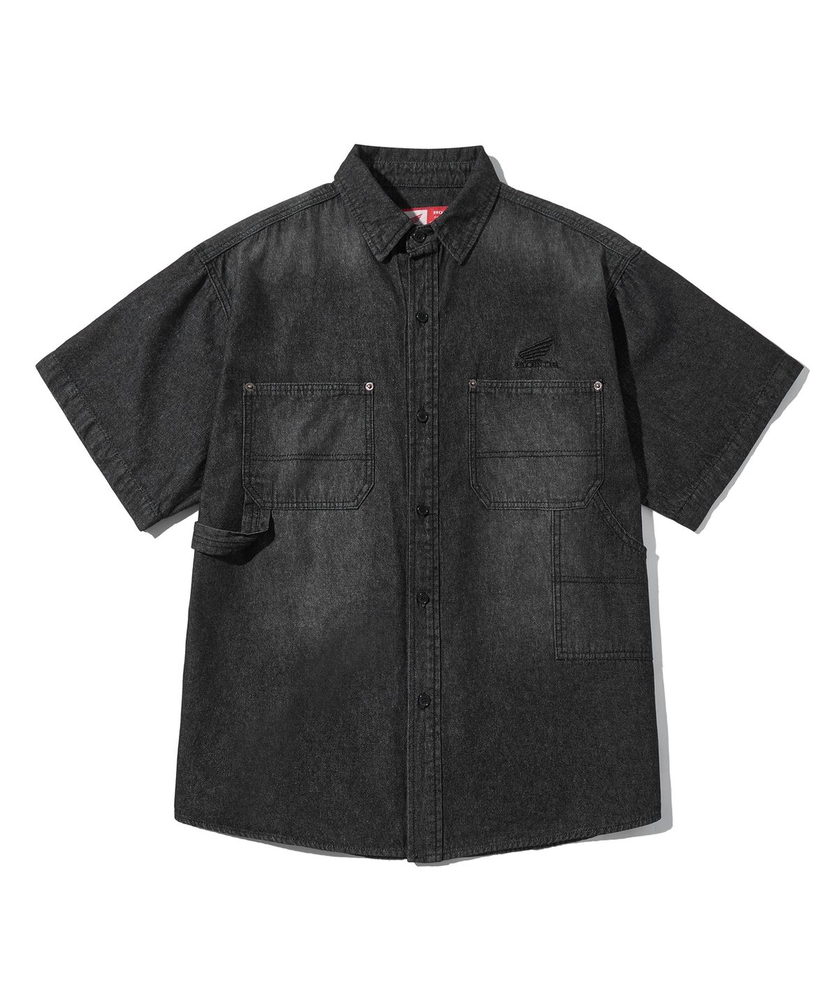 핍스 모터사이클(PHYPS MOTORCYCLE) Denim Carpenter Half Sleeve Shirts Black