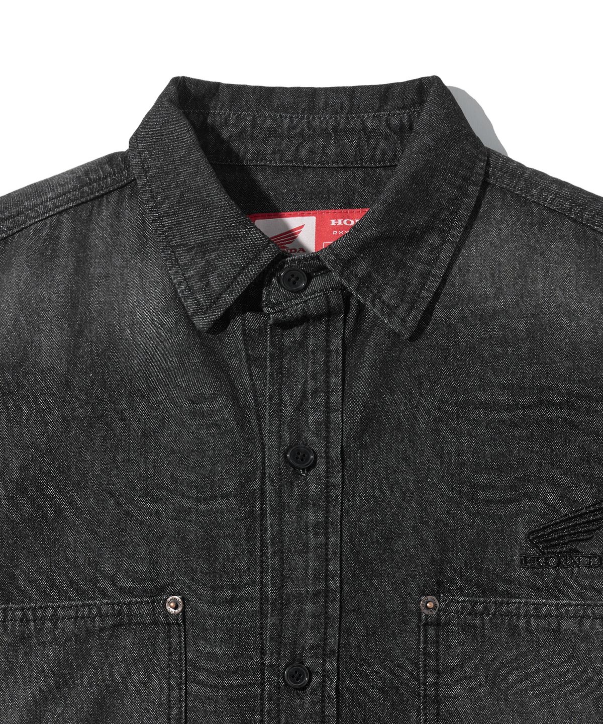 핍스 모터사이클(PHYPS MOTORCYCLE) Denim Carpenter Half Sleeve Shirts Black