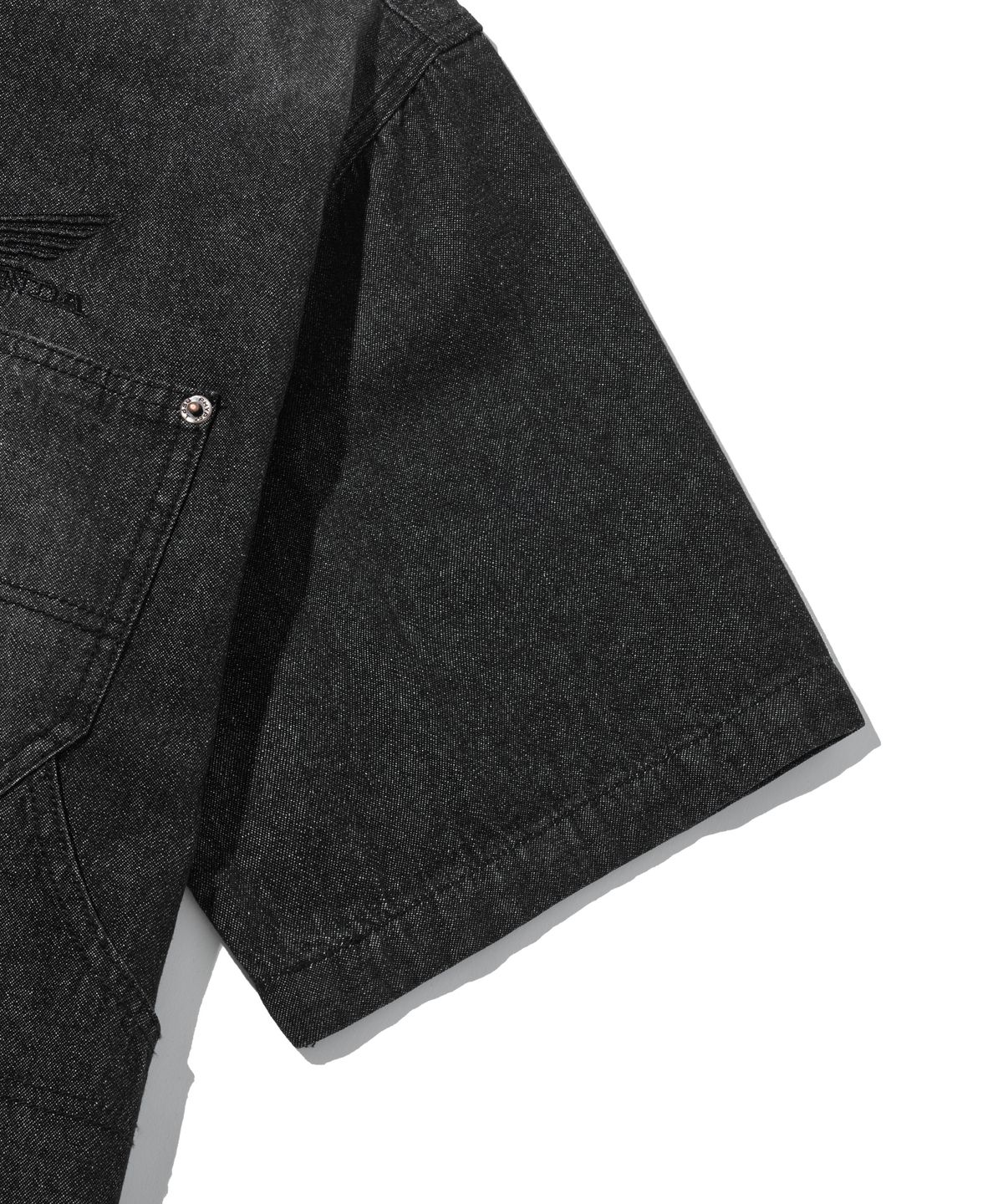 핍스 모터사이클(PHYPS MOTORCYCLE) Denim Carpenter Half Sleeve Shirts Black