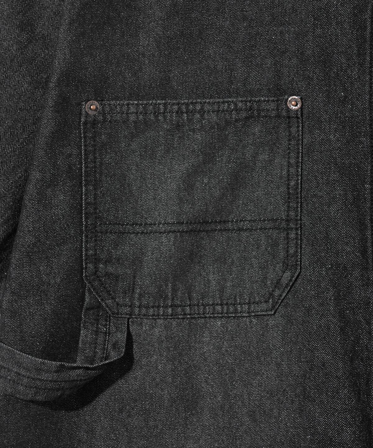 핍스 모터사이클(PHYPS MOTORCYCLE) Denim Carpenter Half Sleeve Shirts Black