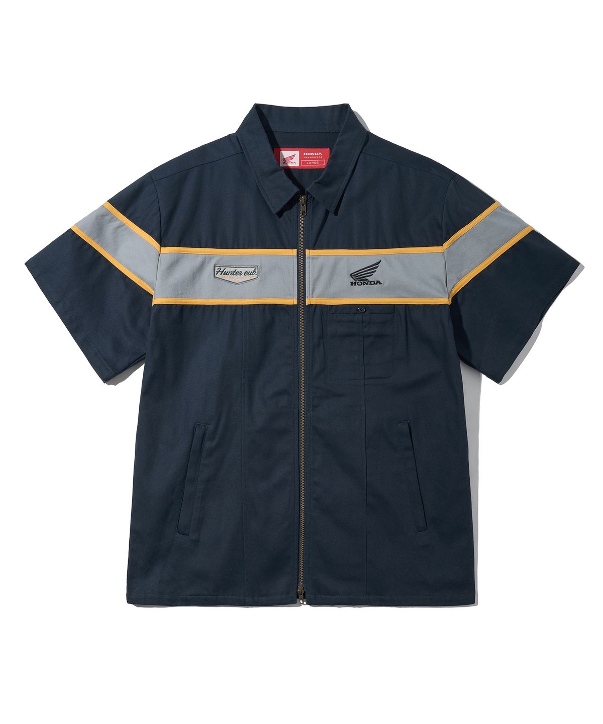 핍스 모터사이클(PHYPS MOTORCYCLE) Half Sleeve Zip Up Shirt Navy