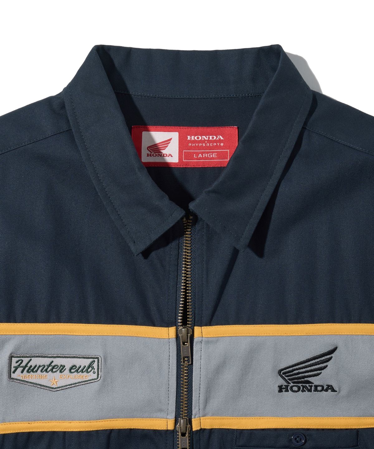 핍스 모터사이클(PHYPS MOTORCYCLE) Half Sleeve Zip Up Shirt Navy