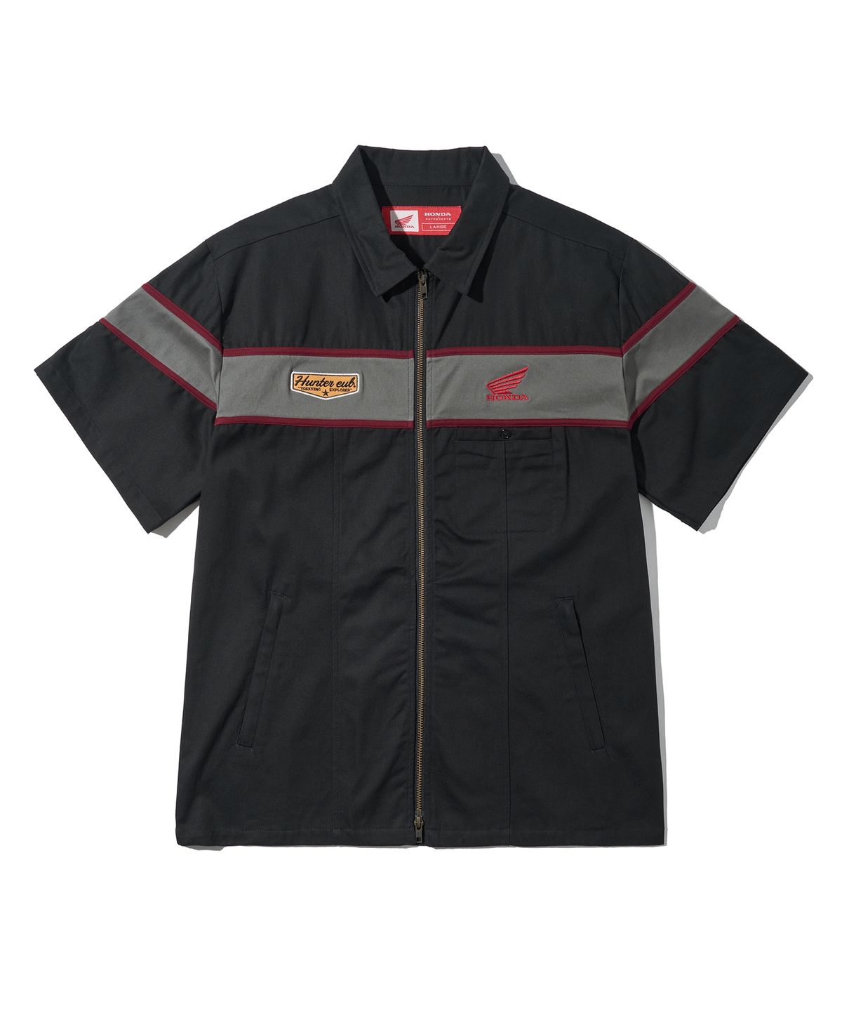 핍스 모터사이클(PHYPS MOTORCYCLE) Half Sleeve Zip Up Shirt Charcoal