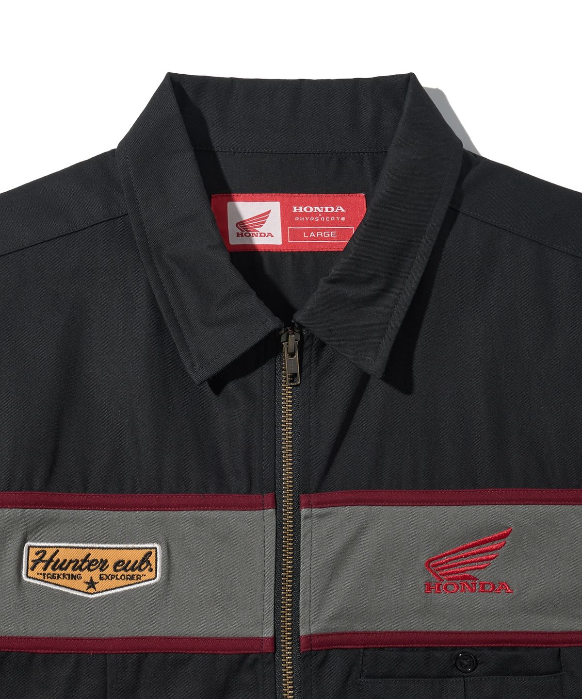 핍스 모터사이클(PHYPS MOTORCYCLE) Half Sleeve Zip Up Shirt Charcoal