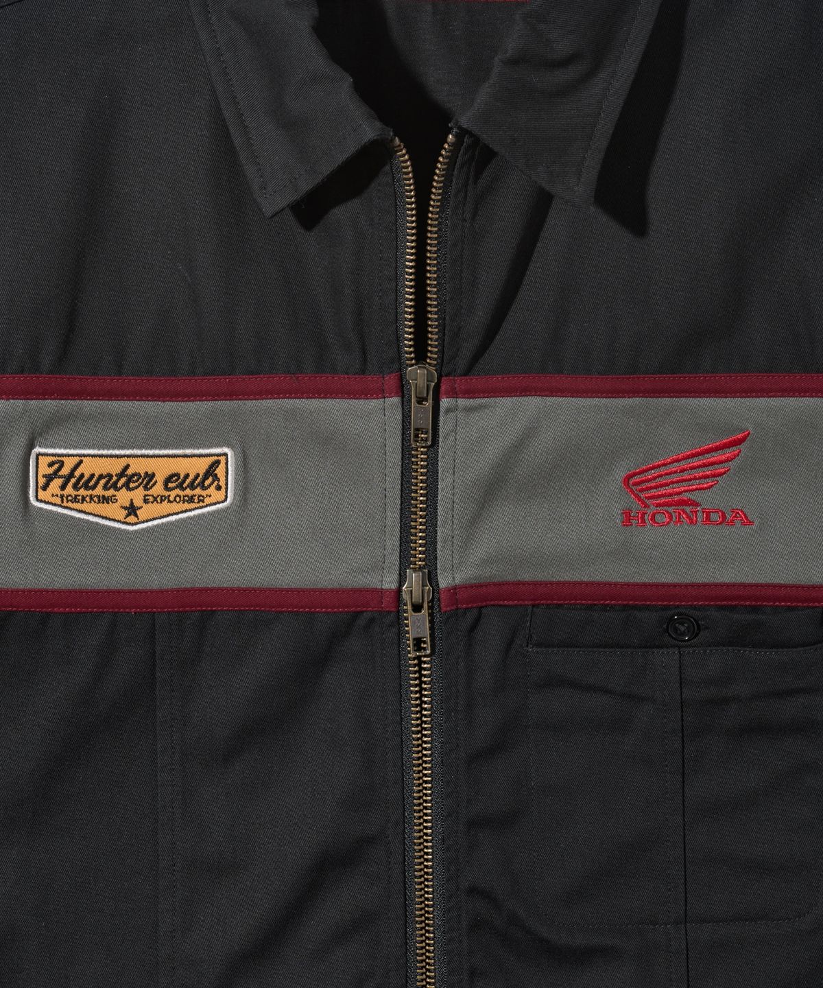 핍스 모터사이클(PHYPS MOTORCYCLE) Half Sleeve Zip Up Shirt Charcoal