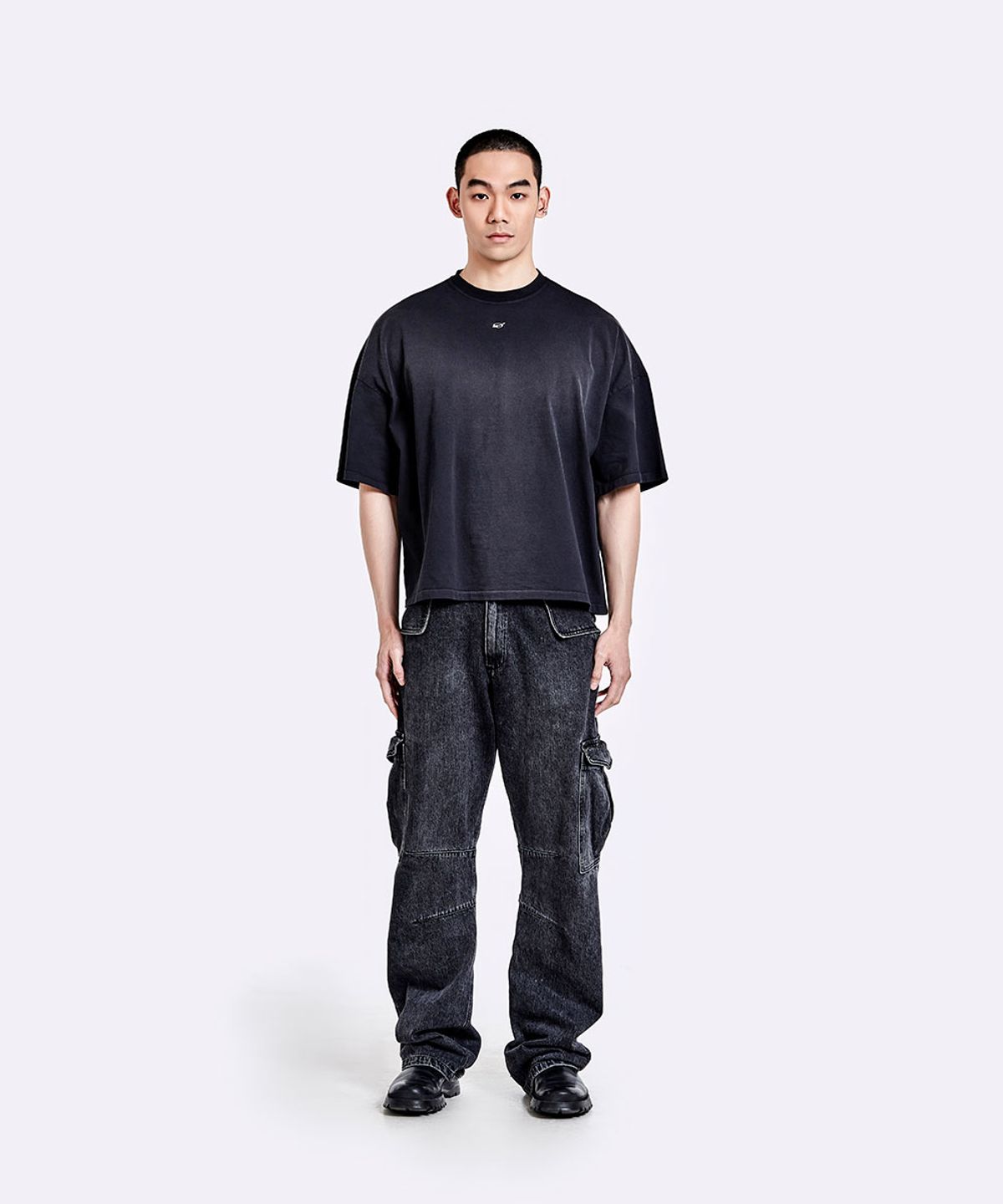 51퍼센트(51PERCENT) Dying t shirt - Washed black