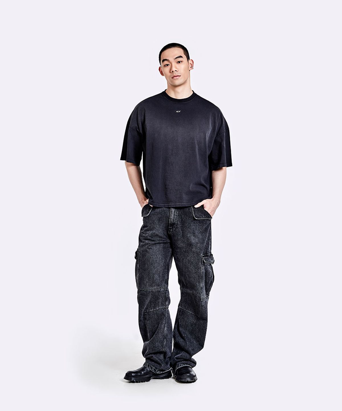 51퍼센트(51PERCENT) Dying t shirt - Washed black