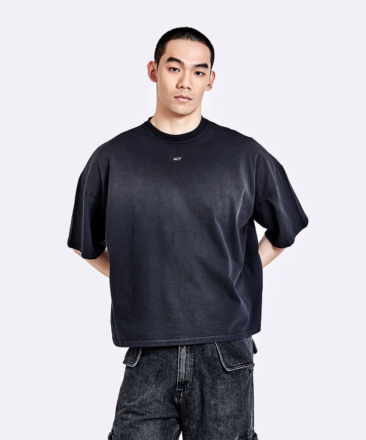 51퍼센트(51PERCENT) Dying t shirt - Washed black