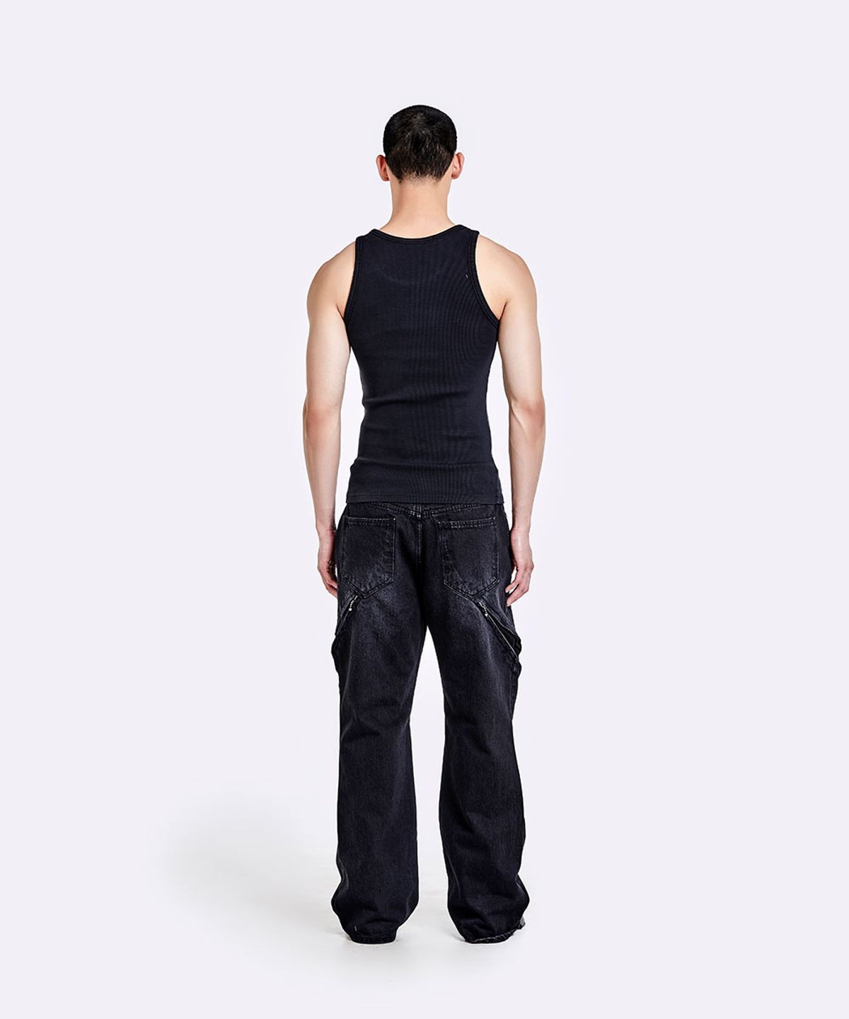 51퍼센트(51PERCENT) Piercing sleeveless - Washed black