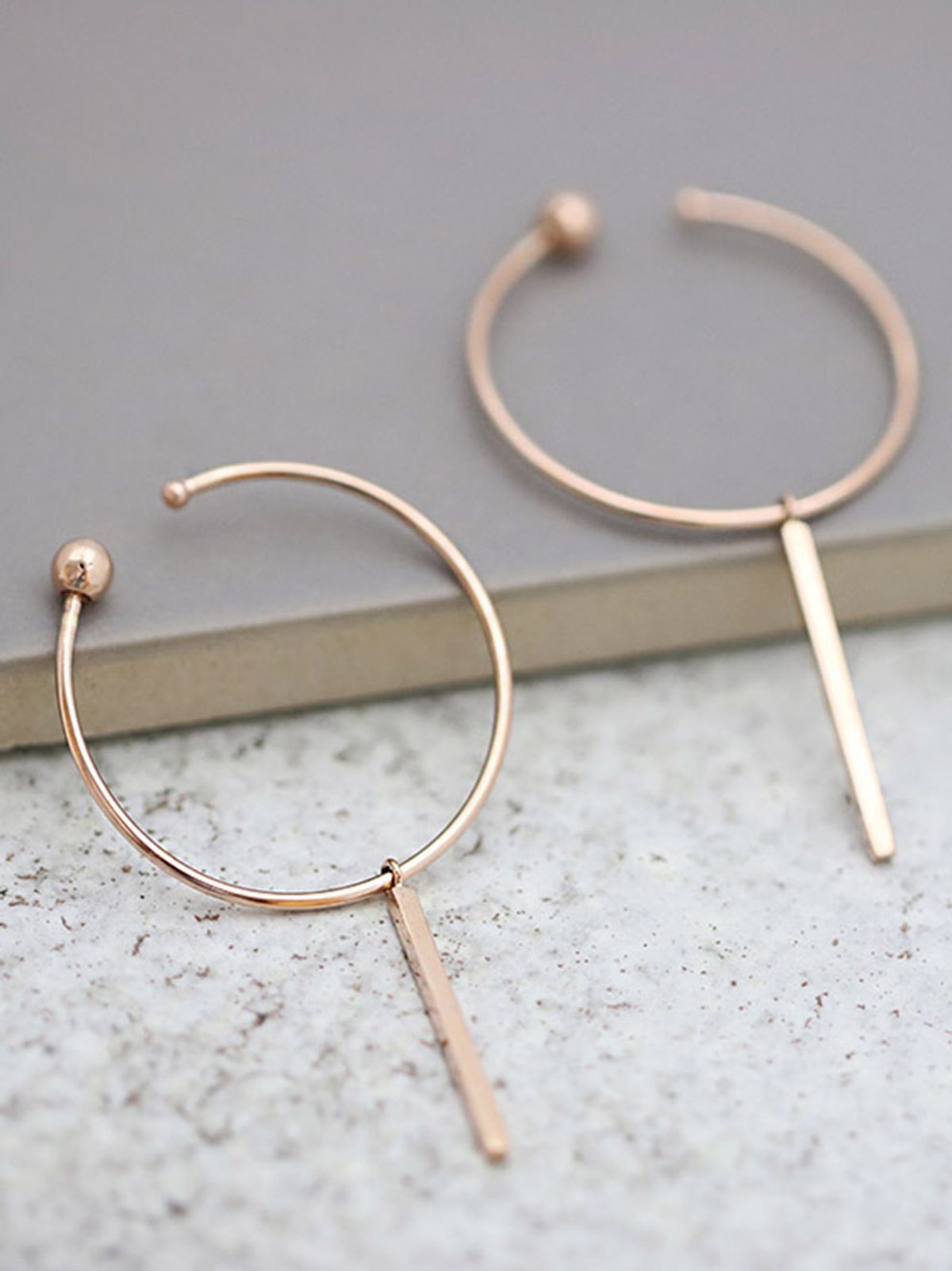 미니멀피어싱(MINIMALPIERCING) 14K 스틱 드롭 링피어싱 귀걸이