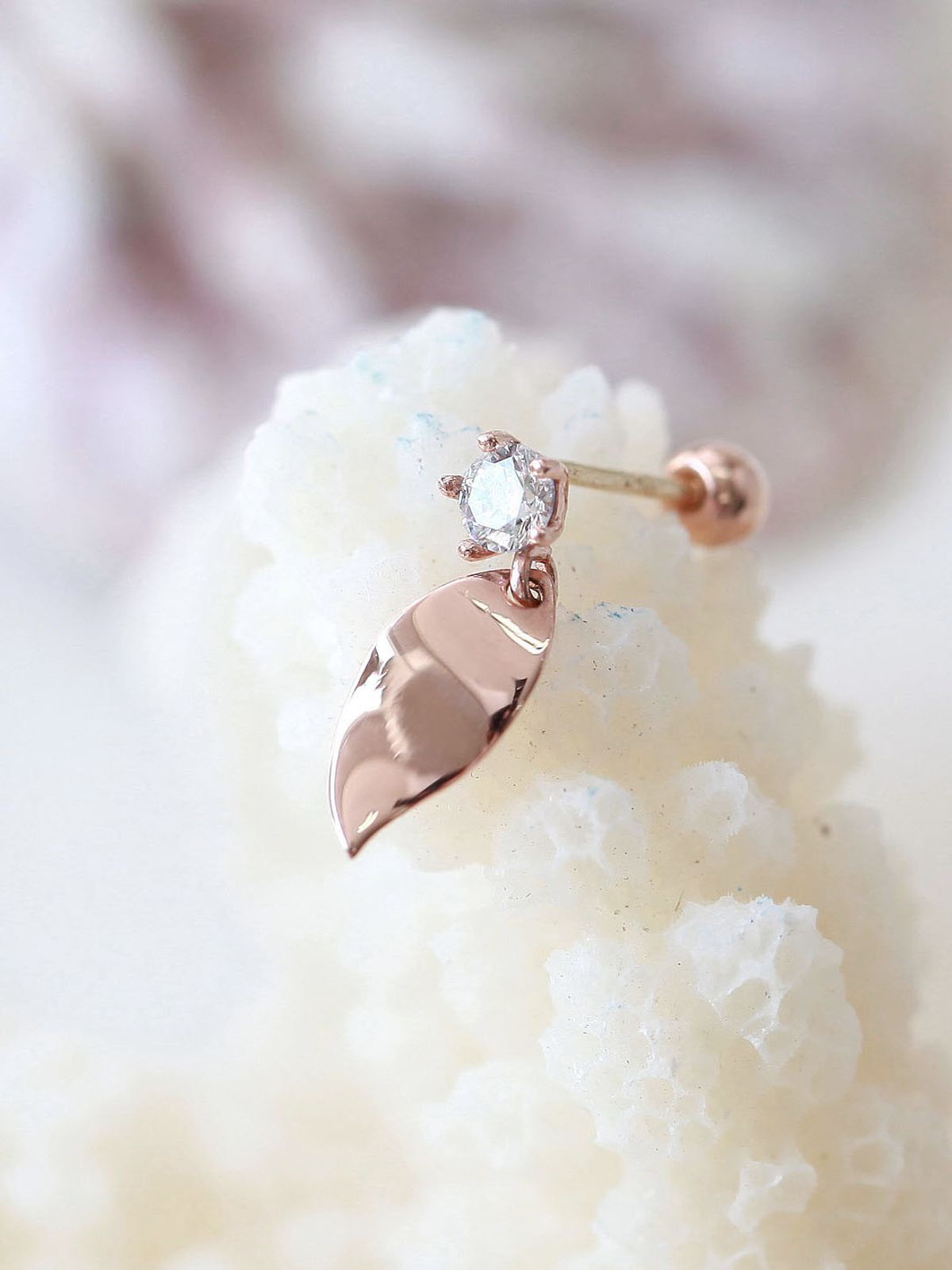 미니멀피어싱(MINIMALPIERCING) 14k 리프 드롭 피어싱 귀걸이