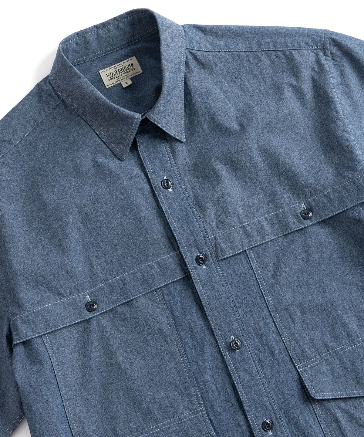 와일드 브릭스(WILD BRICKS) W23 CHAMBRAY UTILITY SHIRT (blue)