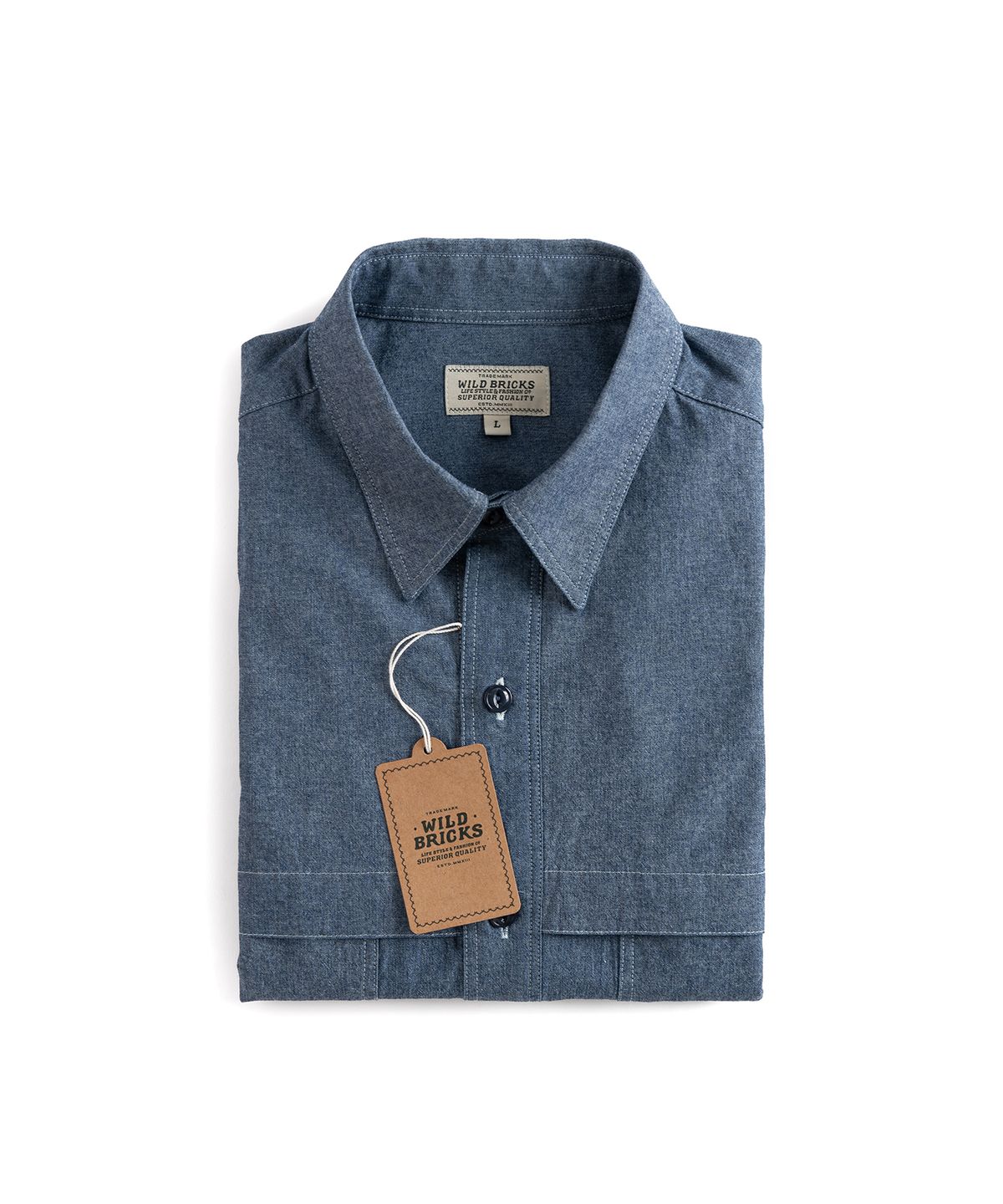 와일드 브릭스(WILD BRICKS) W23 CHAMBRAY UTILITY SHIRT (blue)