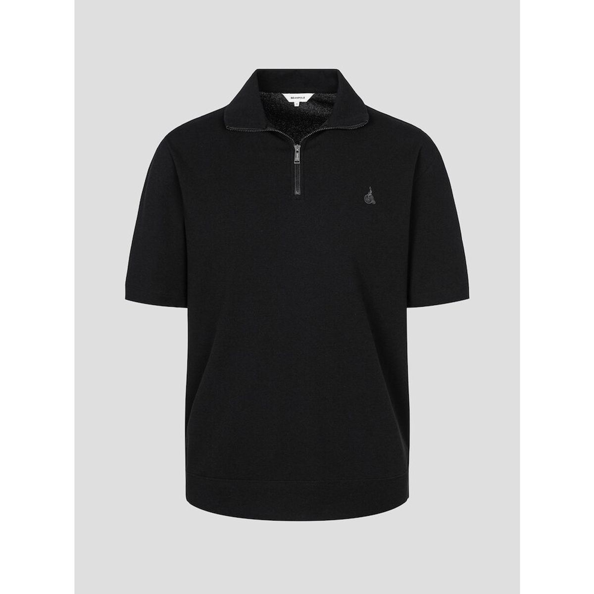빈폴 멘(BEANPOLE MEN) 강연 밀라노 하프집업 스웨트 반소매 티셔츠  블랙 (BC5442C195)