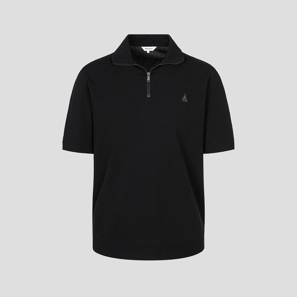 빈폴 멘(BEANPOLE MEN) 강연 밀라노 하프집업 스웨트 반소매 티셔츠  블랙 (BC5442C195)