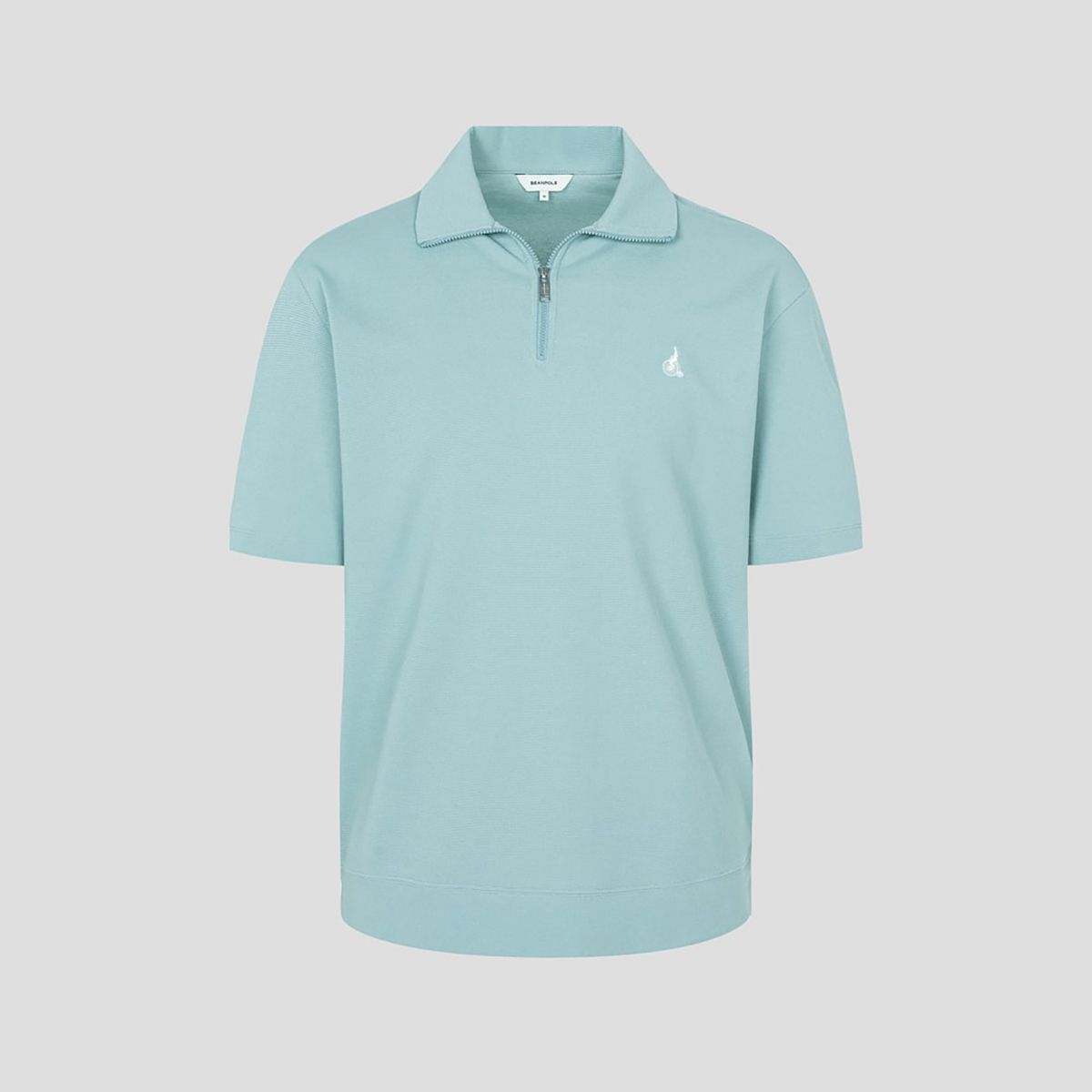빈폴 멘(BEANPOLE MEN) 강연 밀라노 하프집업 스웨트 반소매 티셔츠  라이트 그린 (BC5442C19L)