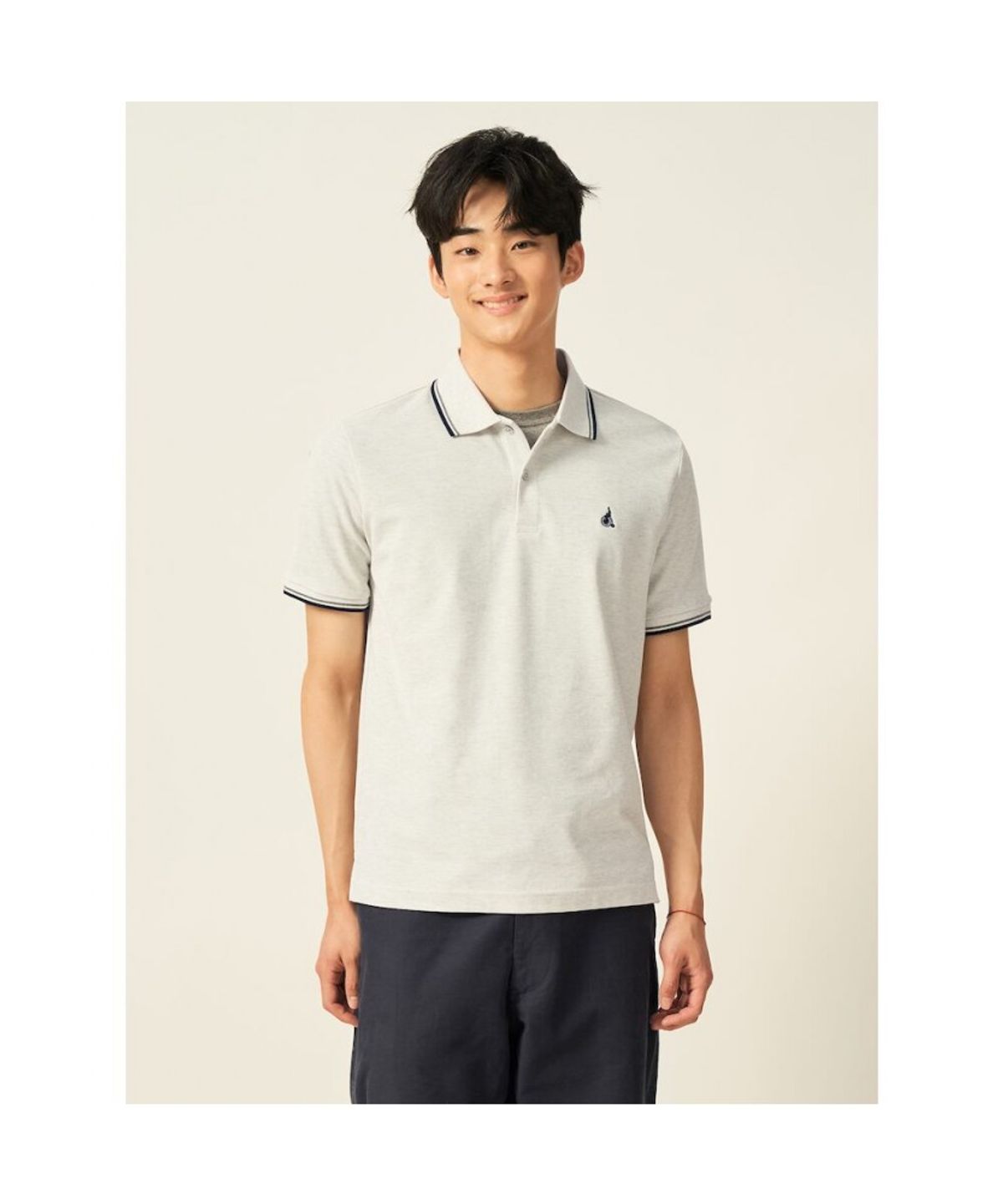 빈폴 멘(BEANPOLE MEN) 허니쿨 티핑 칼라넥 티셔츠  라이트 그레이 (BC5442C182)