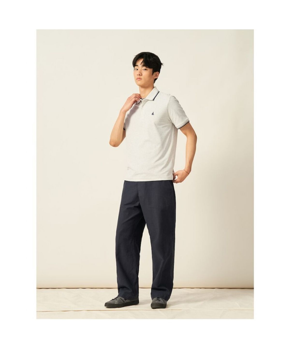 빈폴 멘(BEANPOLE MEN) 허니쿨 티핑 칼라넥 티셔츠  라이트 그레이 (BC5442C182)
