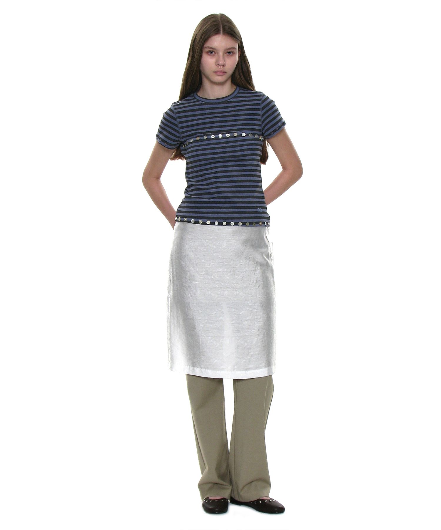 【PARTIMENTO】24FW SMOCKING WRAP MIDI SKIRT PARTIMENTO