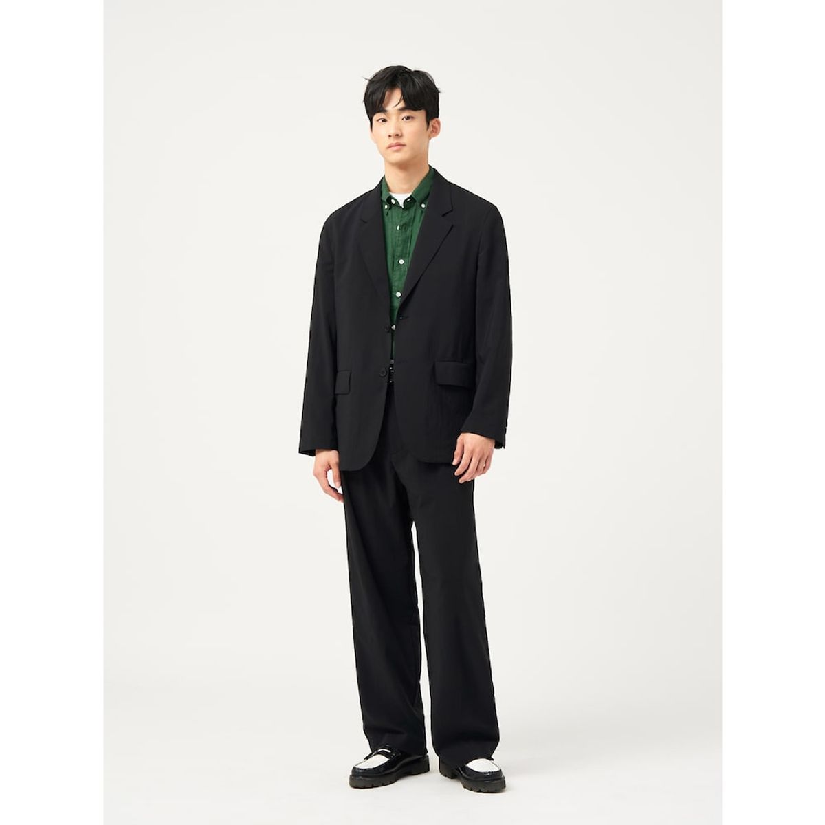 빈폴 멘(BEANPOLE MEN) 리넨 솔리드 반소매 셔츠  그린