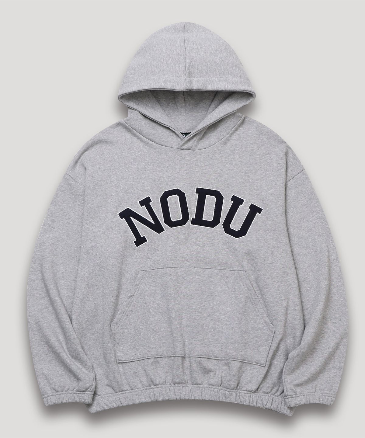 노드유(NODU) 빅로고 아플리케 후드 티셔츠 [그레이/네이비]