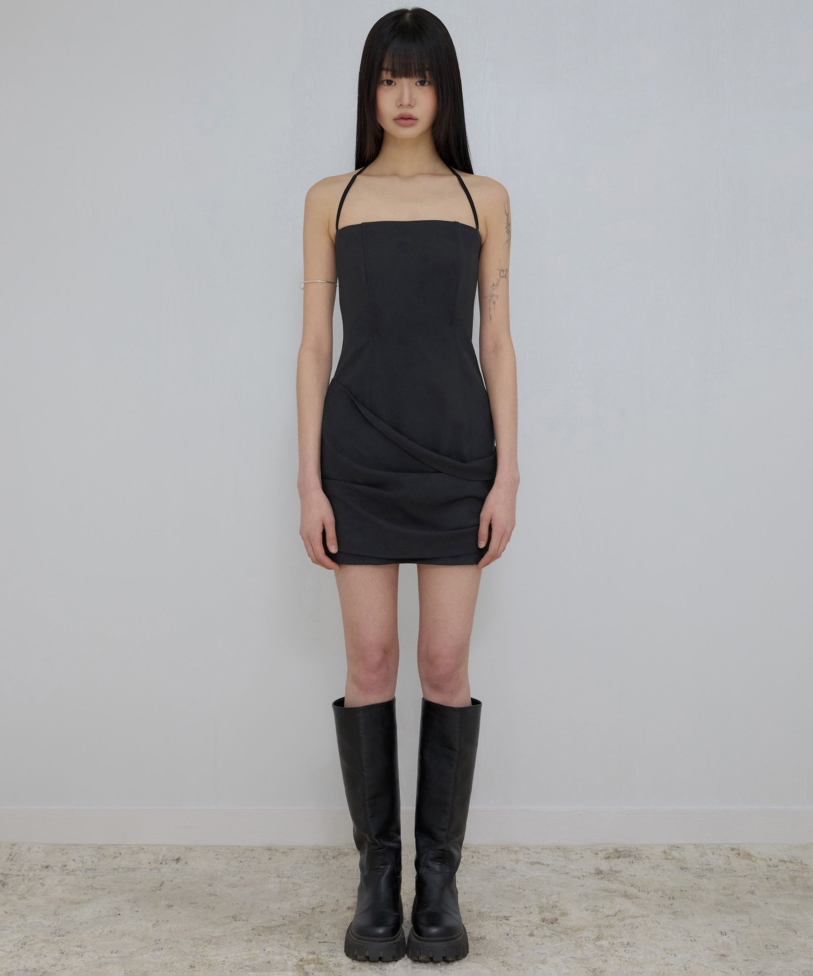 ●FLARE UP● Asymmetrical Draped Dress FL-166 (3色) Asymmetrical Draped Dress (FL-166_Charcoal) - FLAREUP | 60