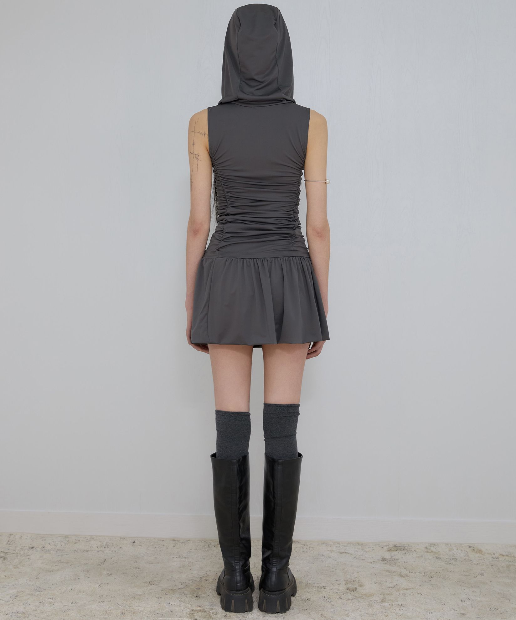 MUSINSA | FLAREUP Hooded High Neck Dress (FL-155_Charcoal)