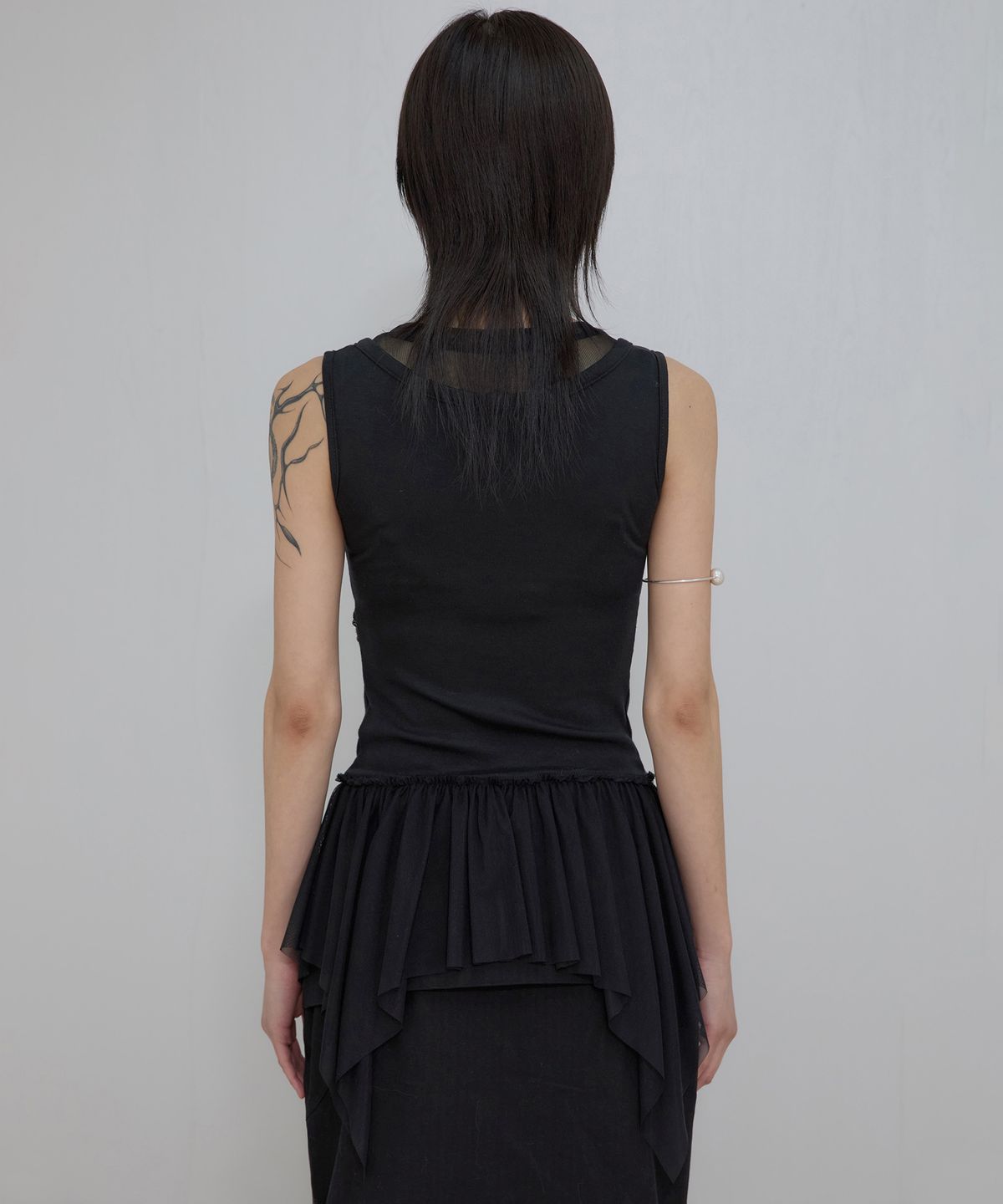 플레어업(FLAREUP) Layered Lace Frill Sleeveless (FL-157_Black)