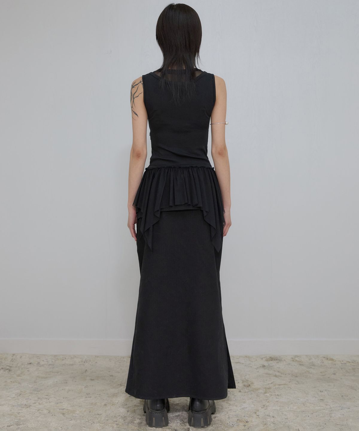 플레어업(FLAREUP) Layered Lace Frill Sleeveless (FL-157_Black)
