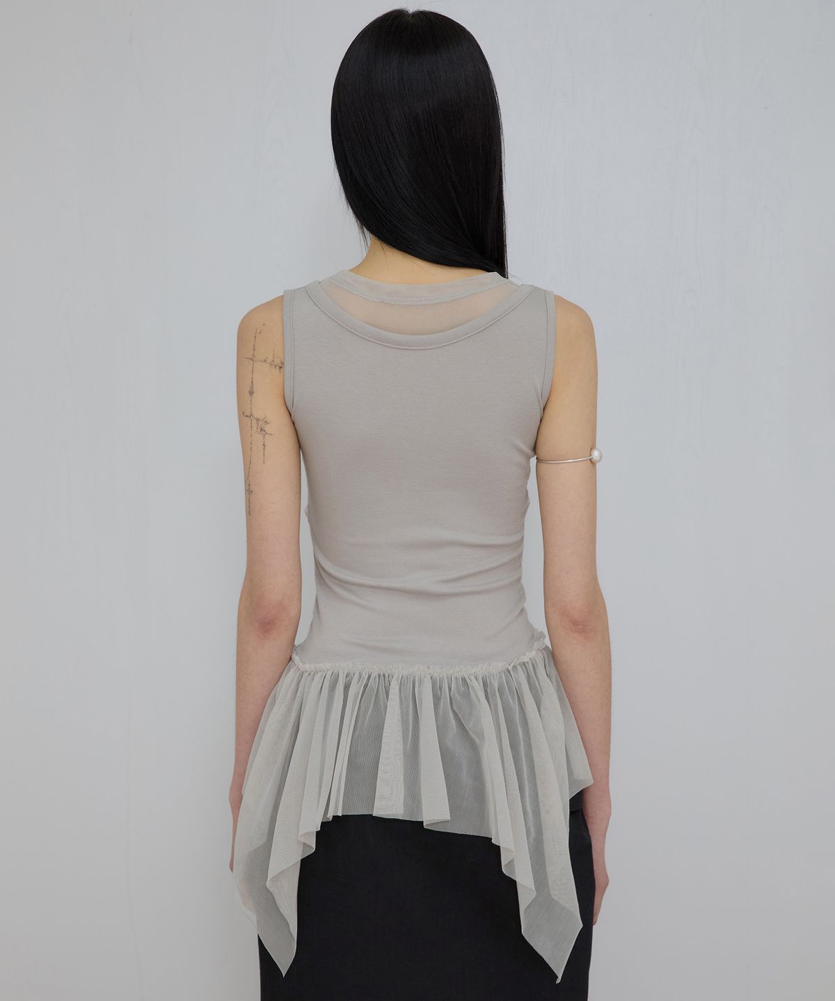 플레어업(FLAREUP) Layered Lace Frill Sleeveless (FL-157_Gray)