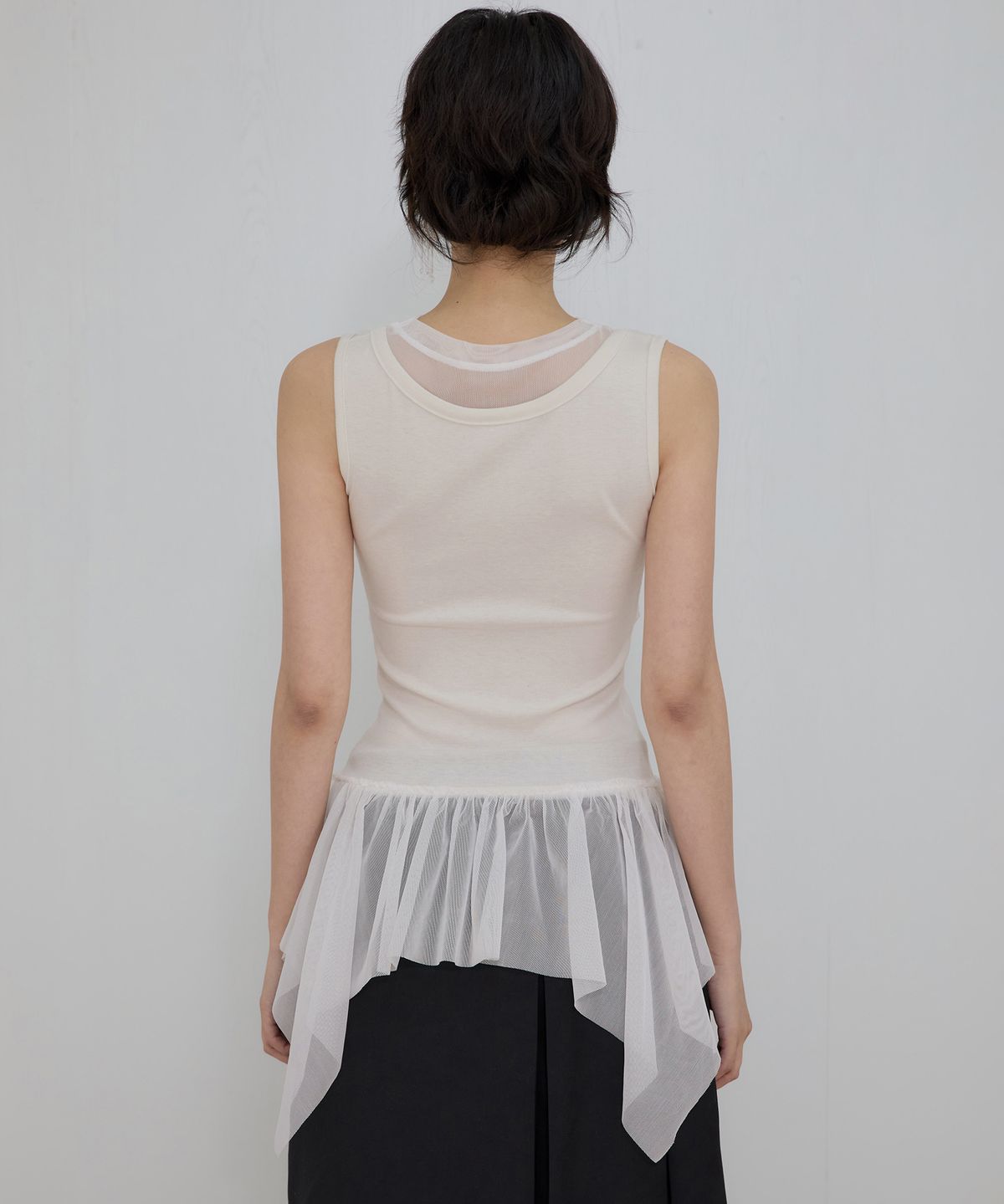 플레어업(FLAREUP) Layered Lace Frill Sleeveless (FL-157_Cream)