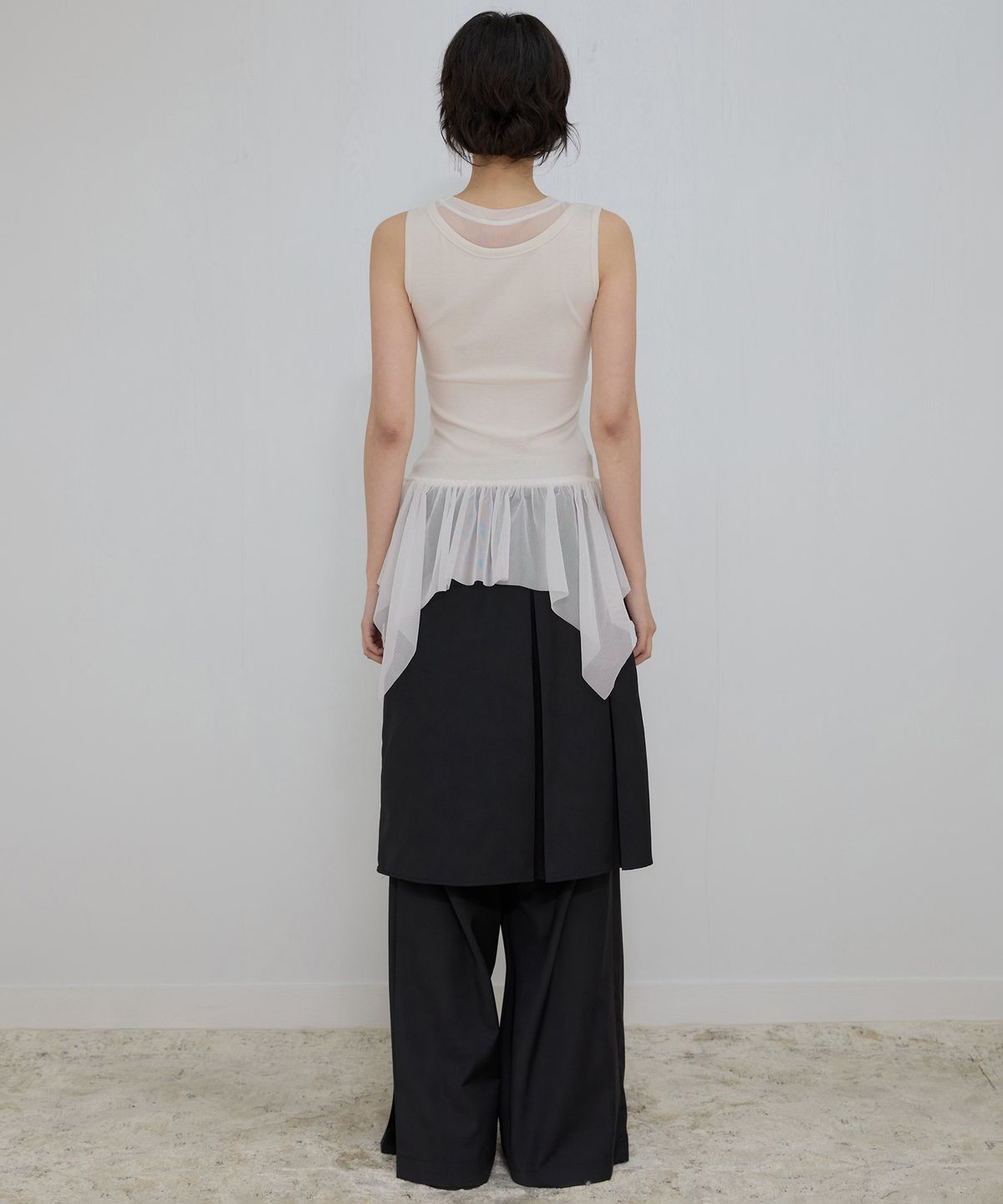 플레어업(FLAREUP) Layered Lace Frill Sleeveless (FL-157_Cream)