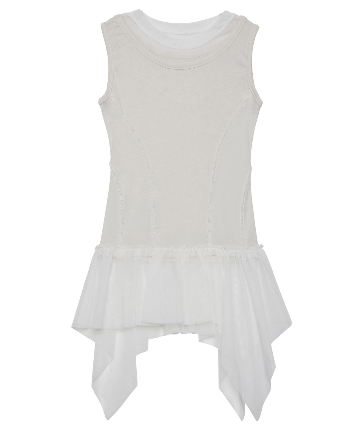 플레어업(FLAREUP) Layered Lace Frill Sleeveless (FL-157_Cream)