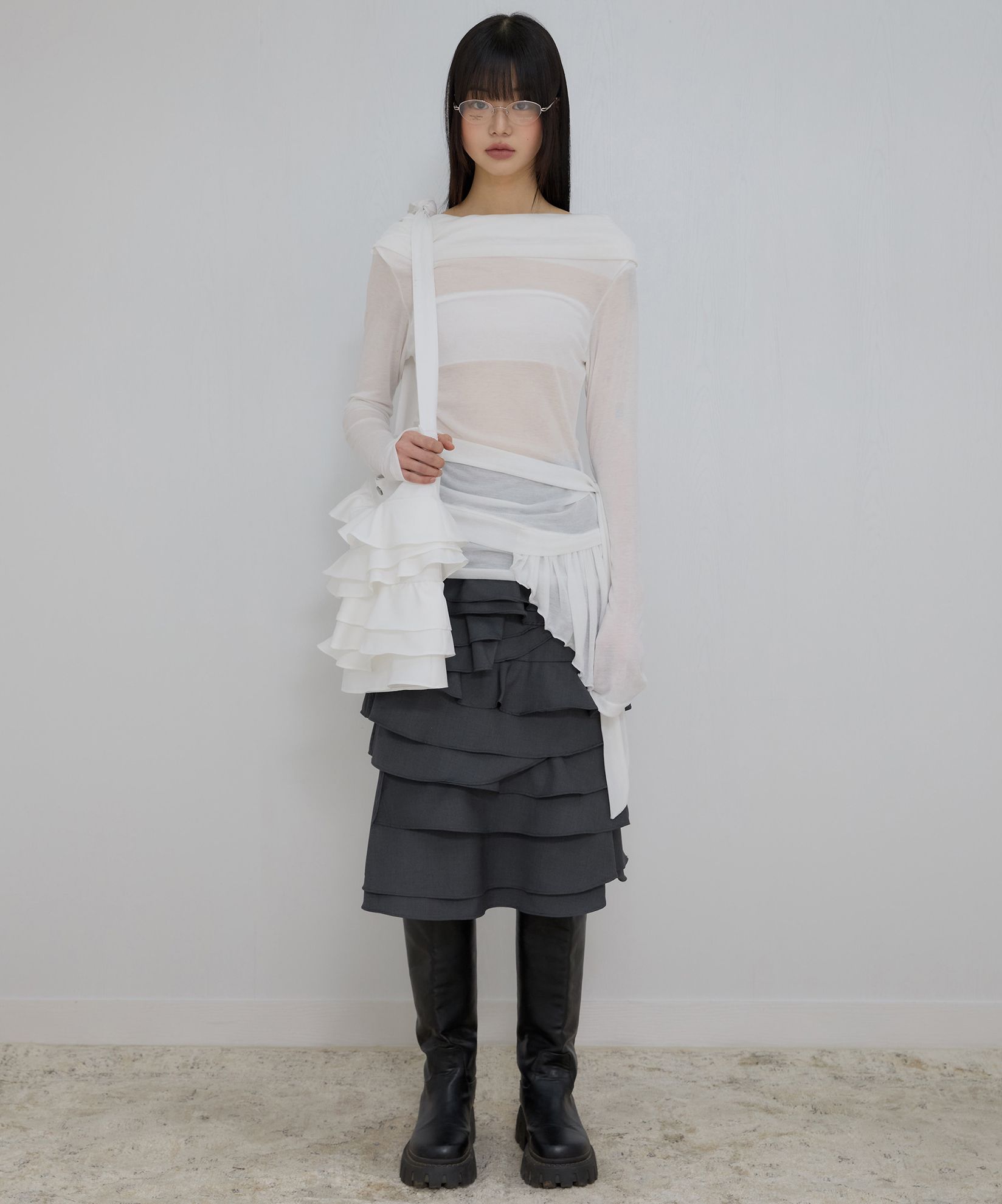 韓国 フレア ショルダーバッグ [FLAREUP] FAYE FRILL BAG MUSINSA公式 | FLAREUP Faye Frill Bag (FL-733_White)