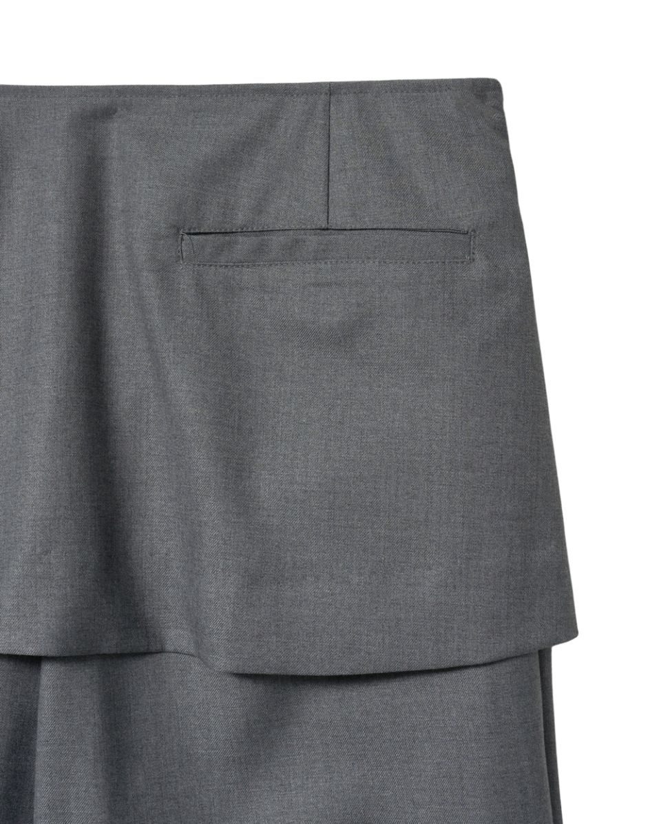 MUSINSA | PARAKEET Layered skirt pants (gray)