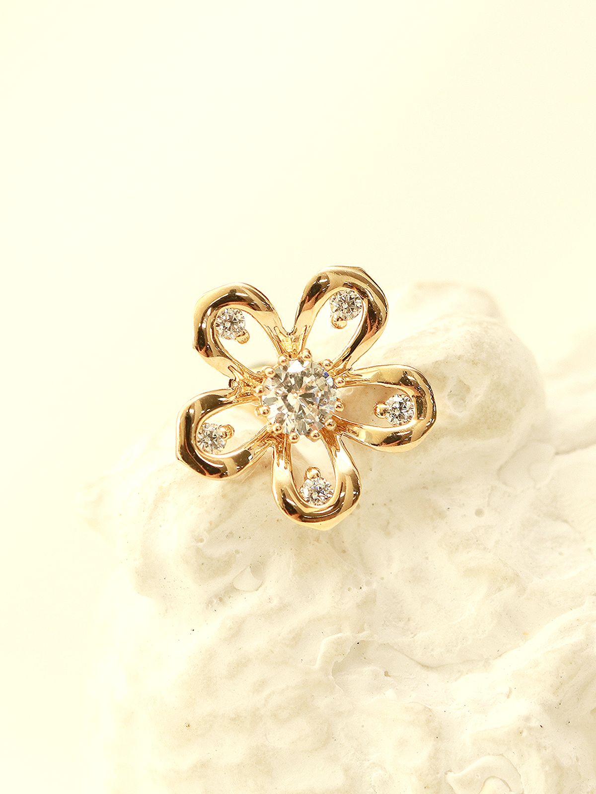 미니멀피어싱(MINIMALPIERCING) 14K 글로시 큐빅 플라워 피어싱 귀걸이