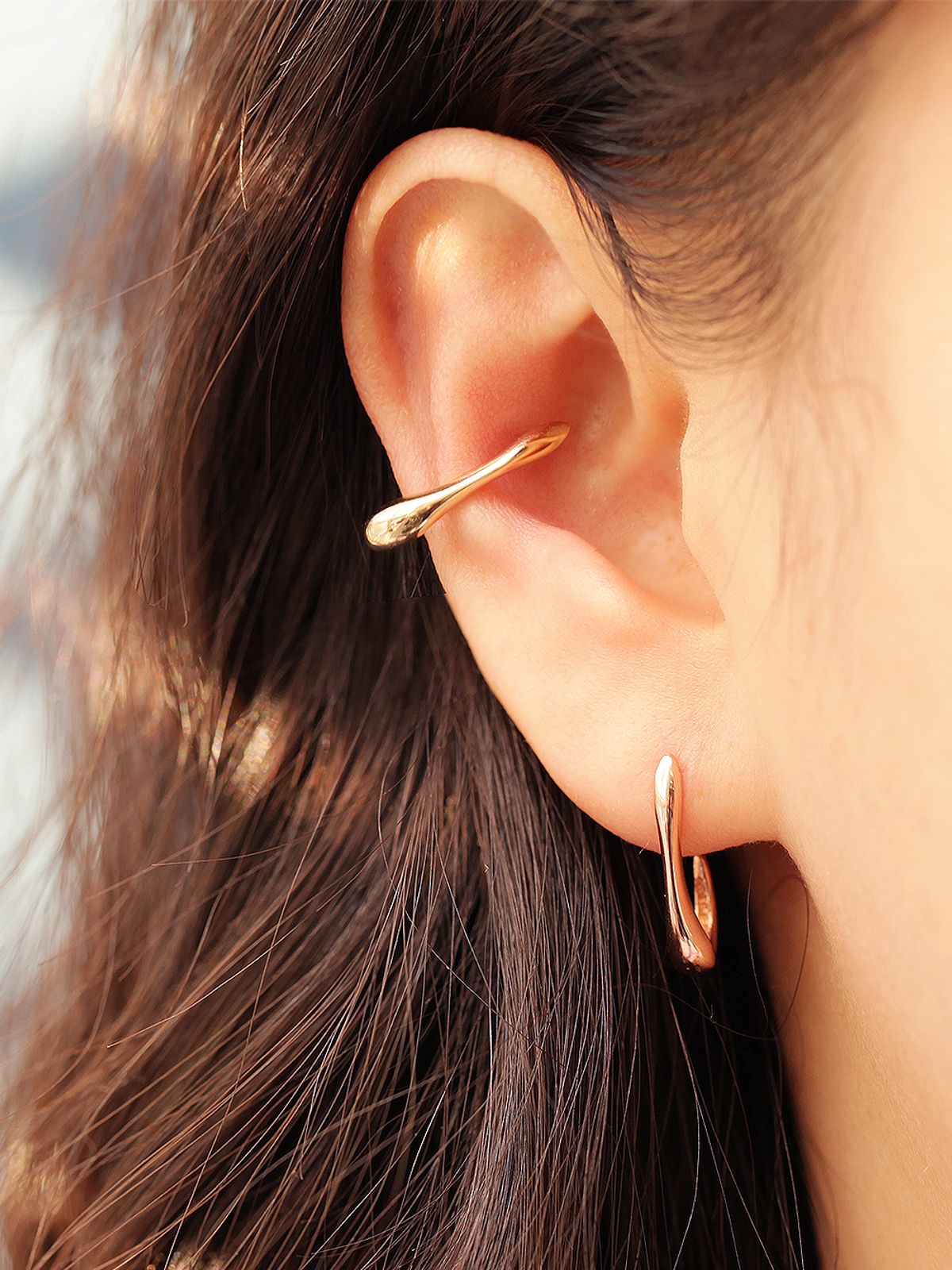 미니멀피어싱(MINIMALPIERCING) 14K 볼드 라인 링피어싱 귀걸이