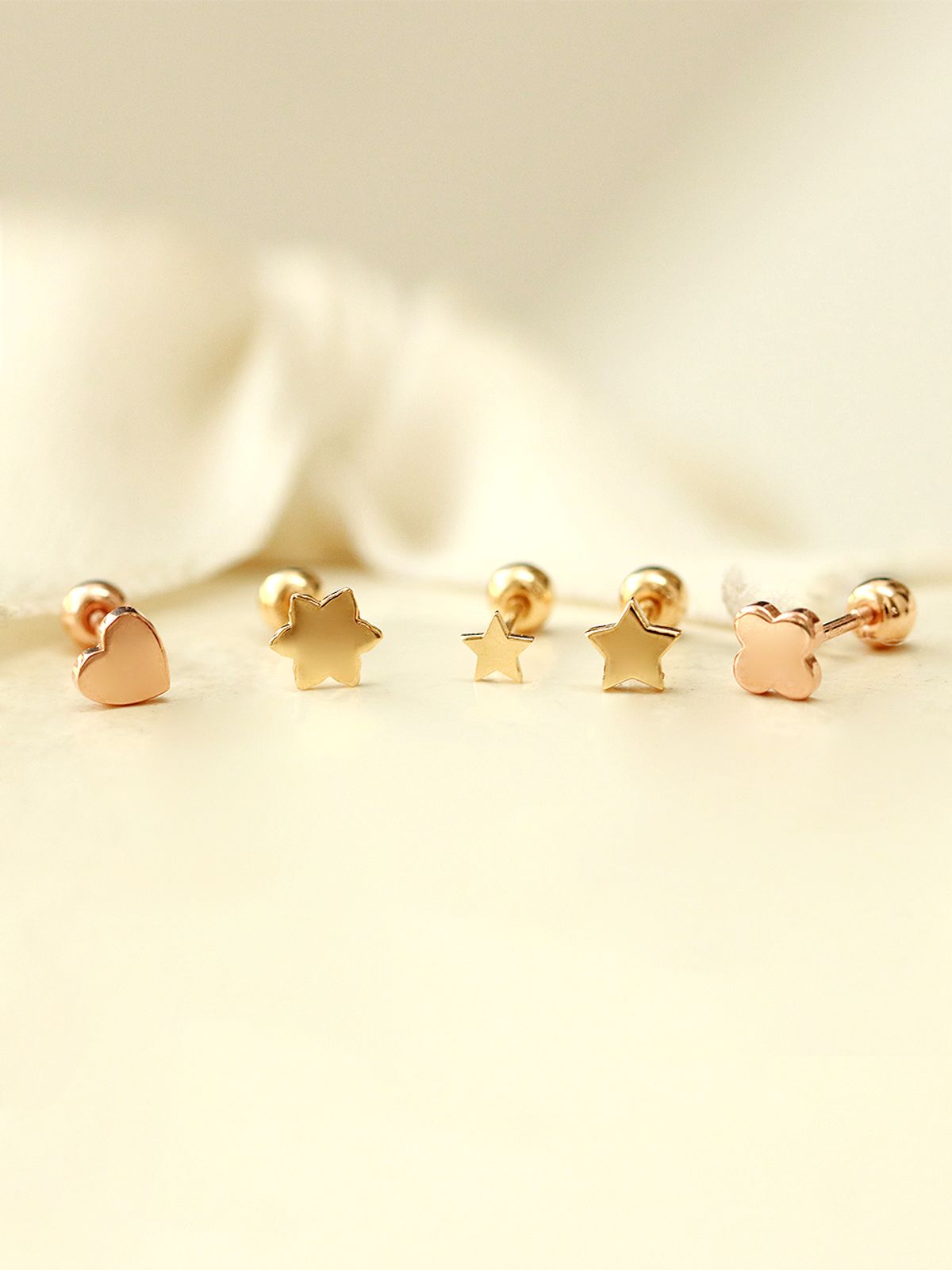 미니멀피어싱(MINIMALPIERCING) 14K 민자 별 하트 피어싱 귀걸이