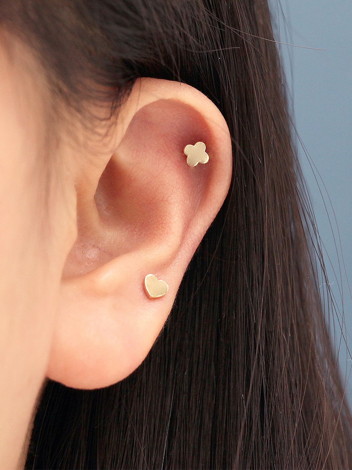 미니멀피어싱(MINIMALPIERCING) 14K 민자 별 하트 피어싱 귀걸이