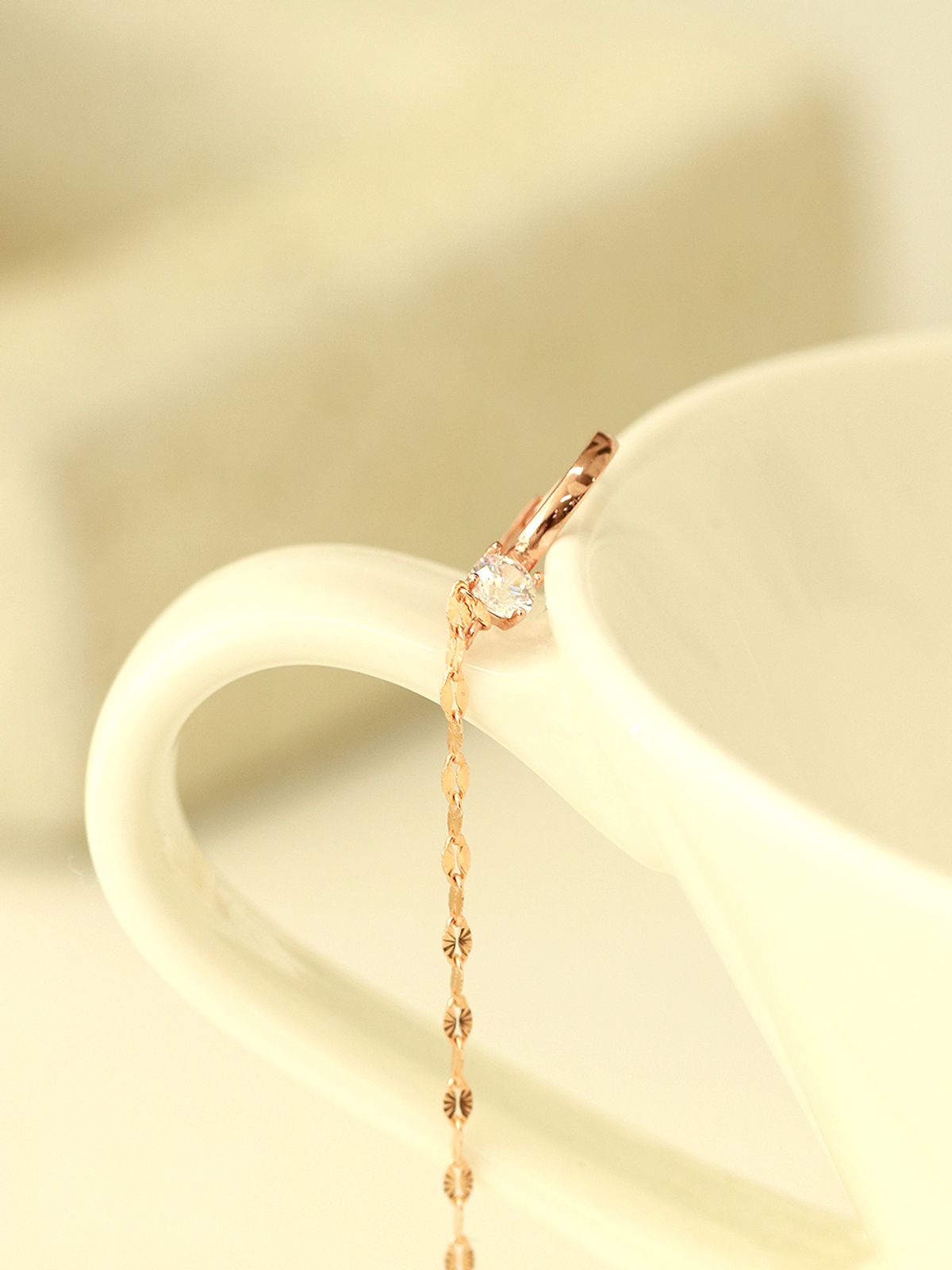 미니멀피어싱(MINIMALPIERCING) 14K 컷팅 롱 체인 큐빅 원터치 링귀걸이