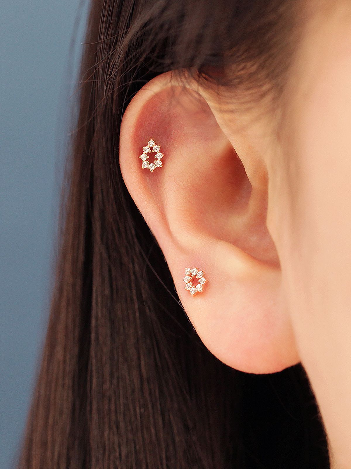 미니멀피어싱(MINIMALPIERCING) 14K 크리스탈 물방울 피어싱 귀걸이