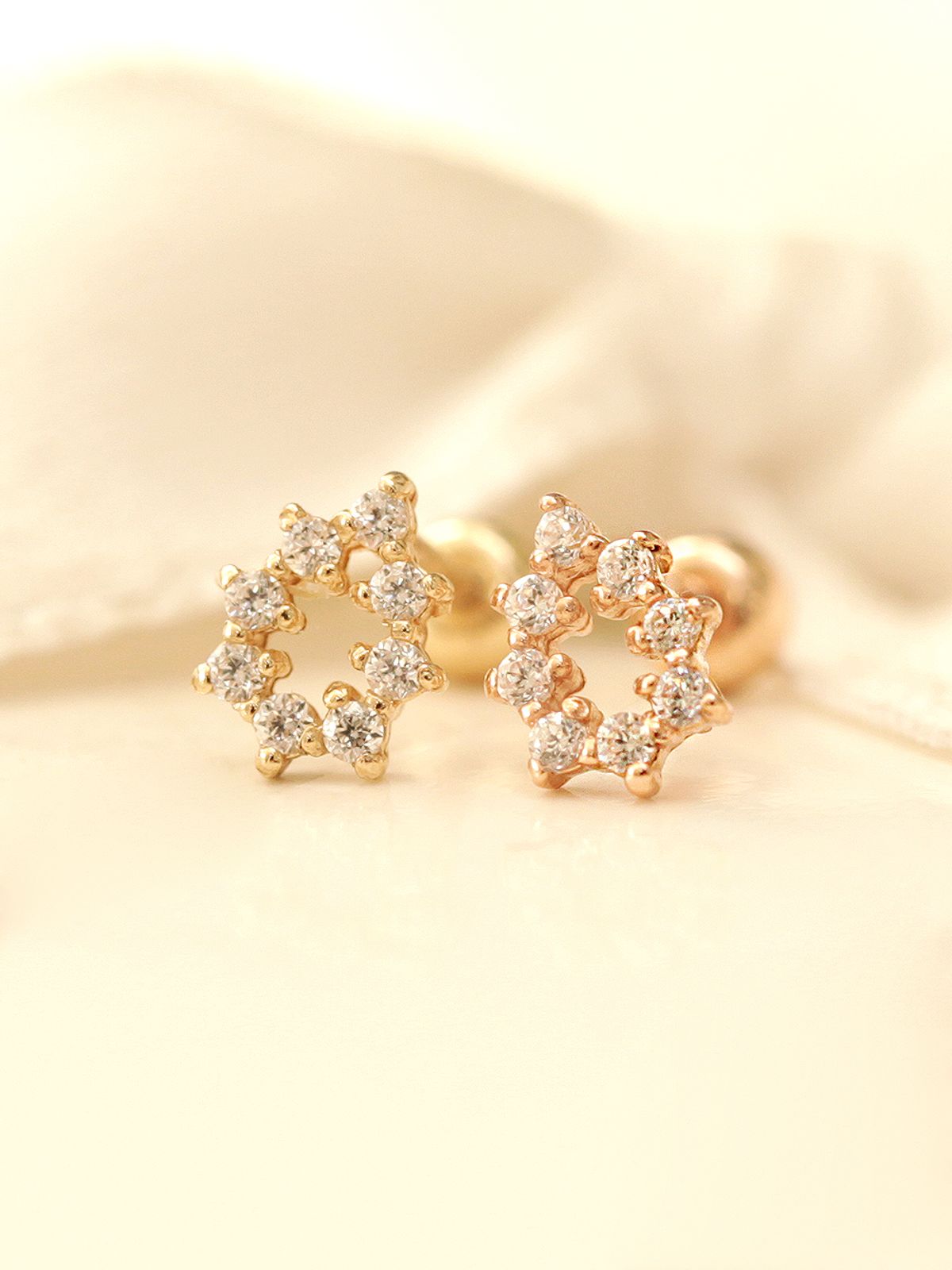 미니멀피어싱(MINIMALPIERCING) 14K 크리스탈 물방울 피어싱 귀걸이