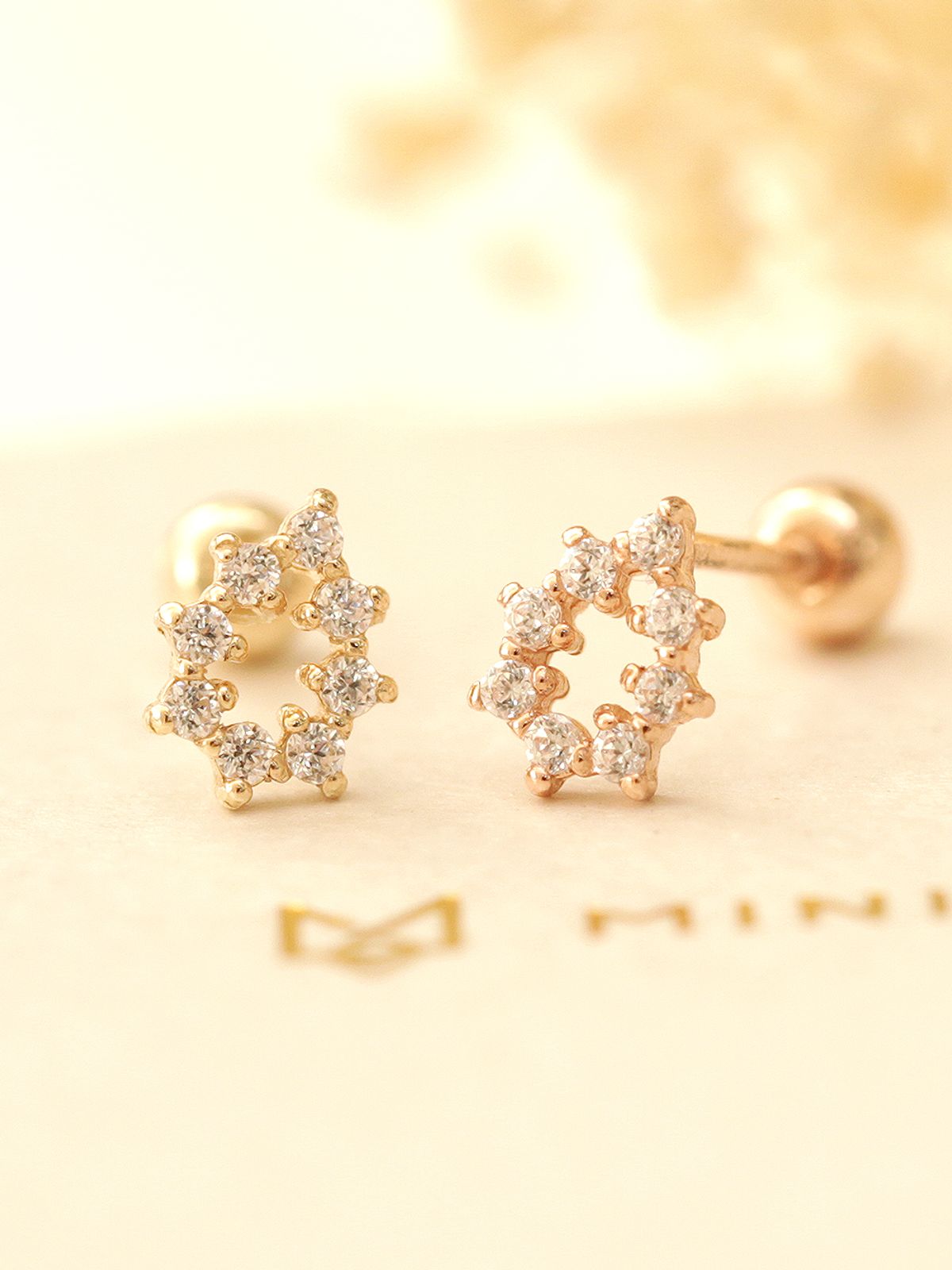 미니멀피어싱(MINIMALPIERCING) 14K 크리스탈 물방울 피어싱 귀걸이