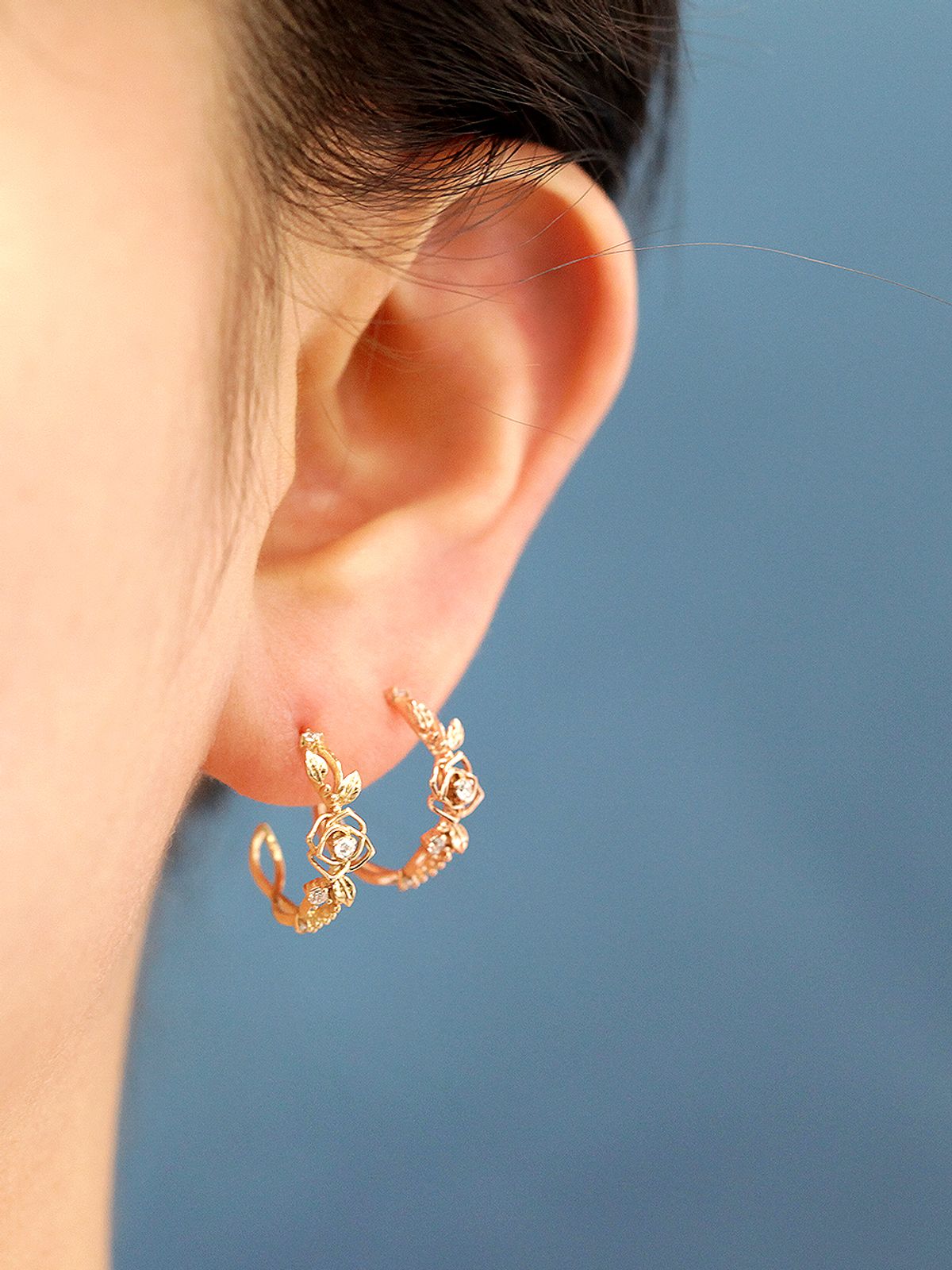 미니멀피어싱(MINIMALPIERCING) 14K 로즈 큐빅 링 피어싱 귀걸이