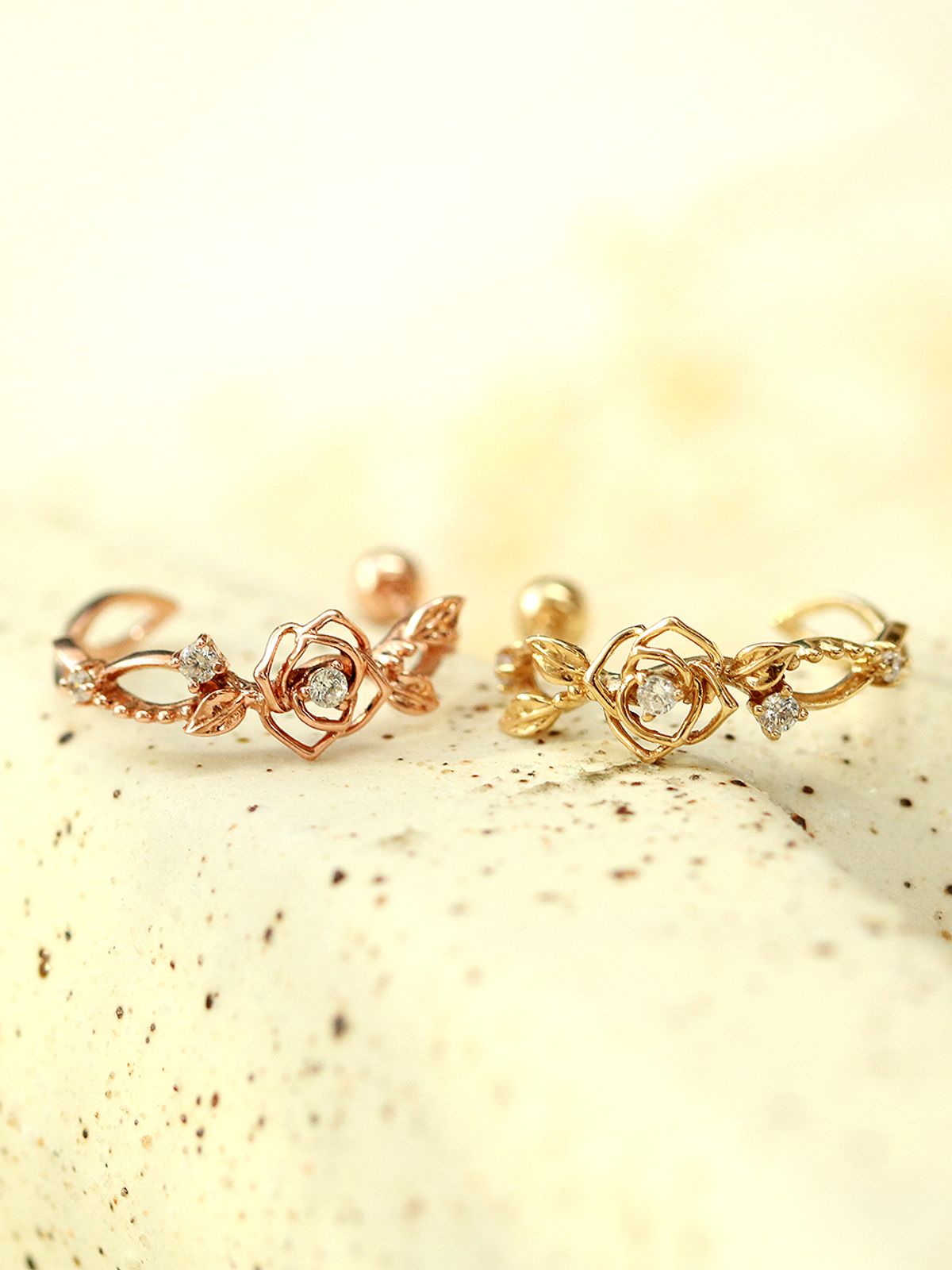 미니멀피어싱(MINIMALPIERCING) 14K 로즈 큐빅 링 피어싱 귀걸이
