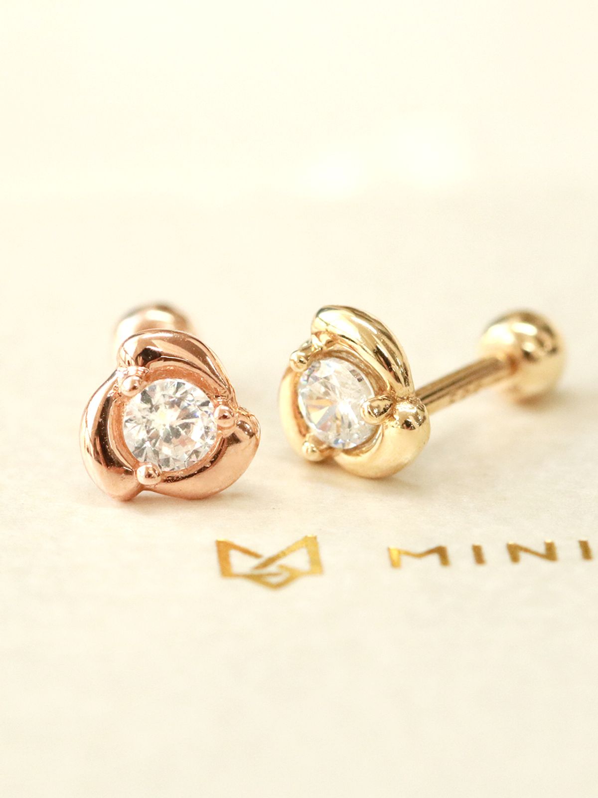 미니멀피어싱(MINIMALPIERCING) 14K 큐빅 로즈 피어싱 귀걸이
