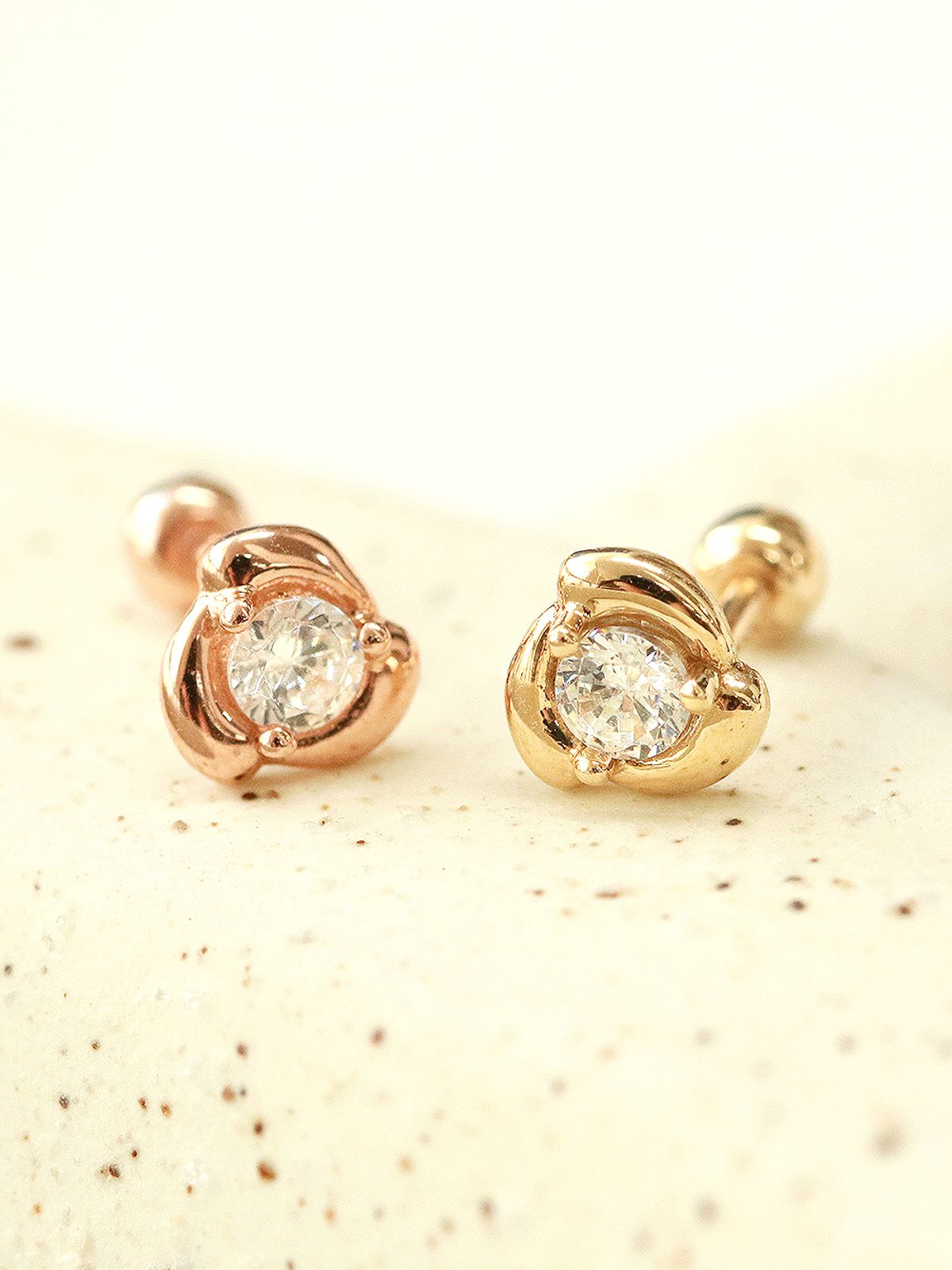 미니멀피어싱(MINIMALPIERCING) 14K 큐빅 로즈 피어싱 귀걸이