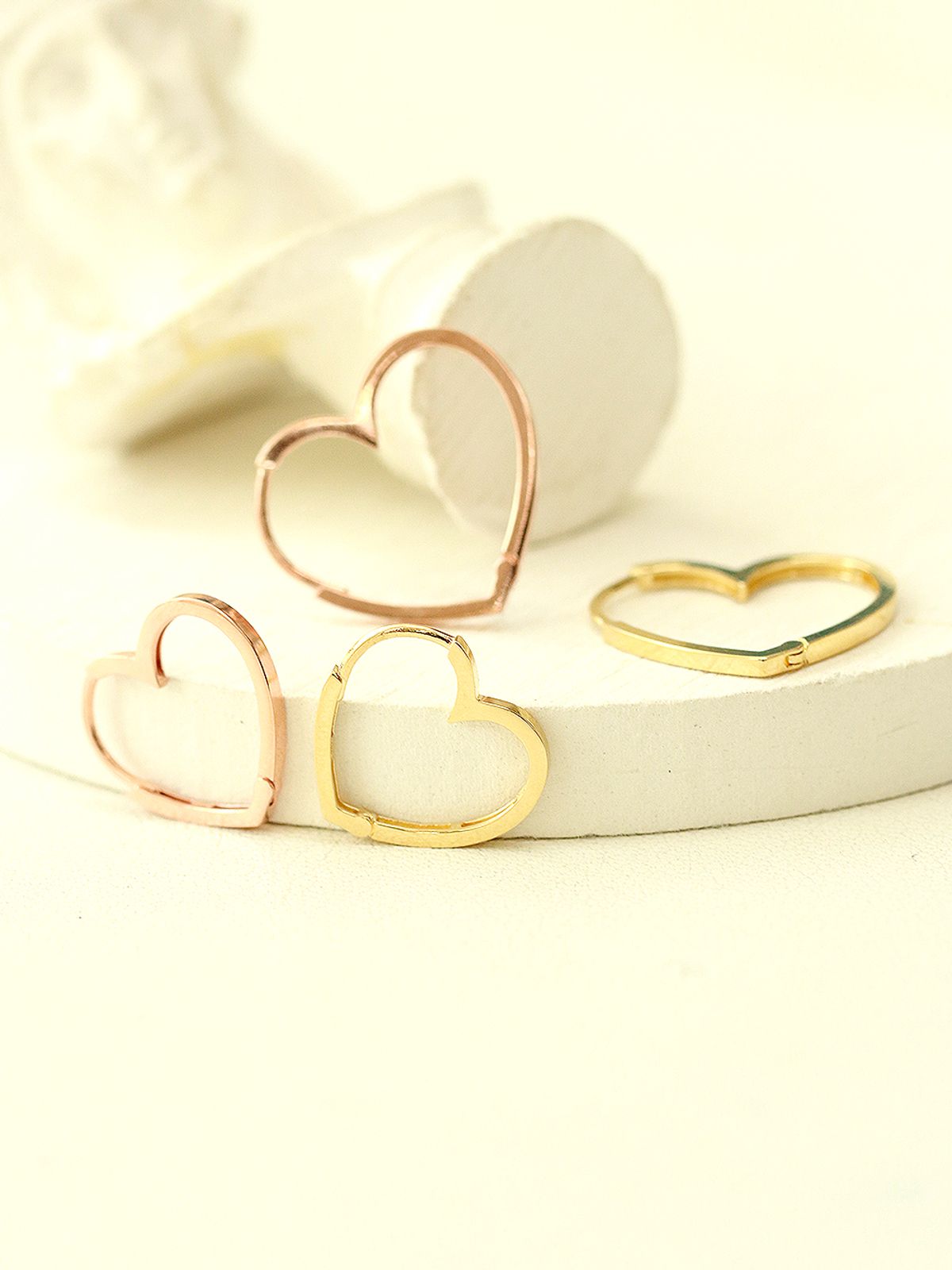 미니멀피어싱(MINIMALPIERCING) 14K 모던 하트 원터치 링귀걸이