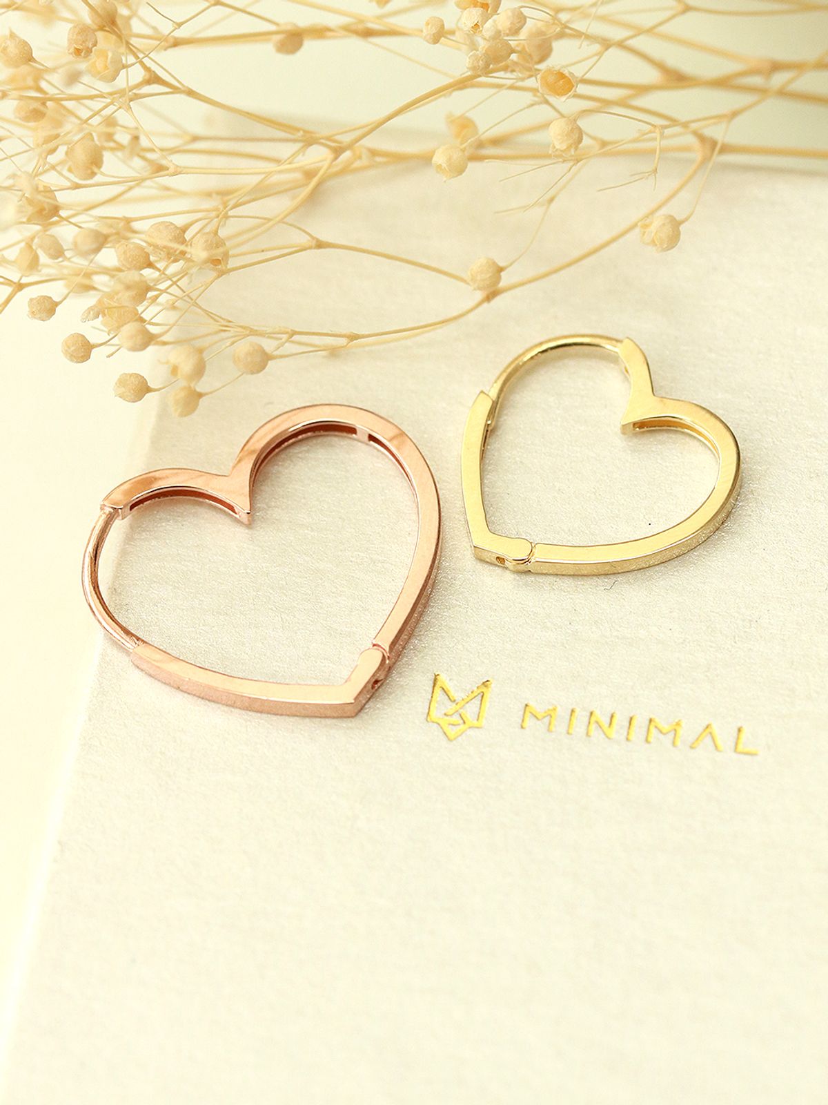 미니멀피어싱(MINIMALPIERCING) 14K 모던 하트 원터치 링귀걸이