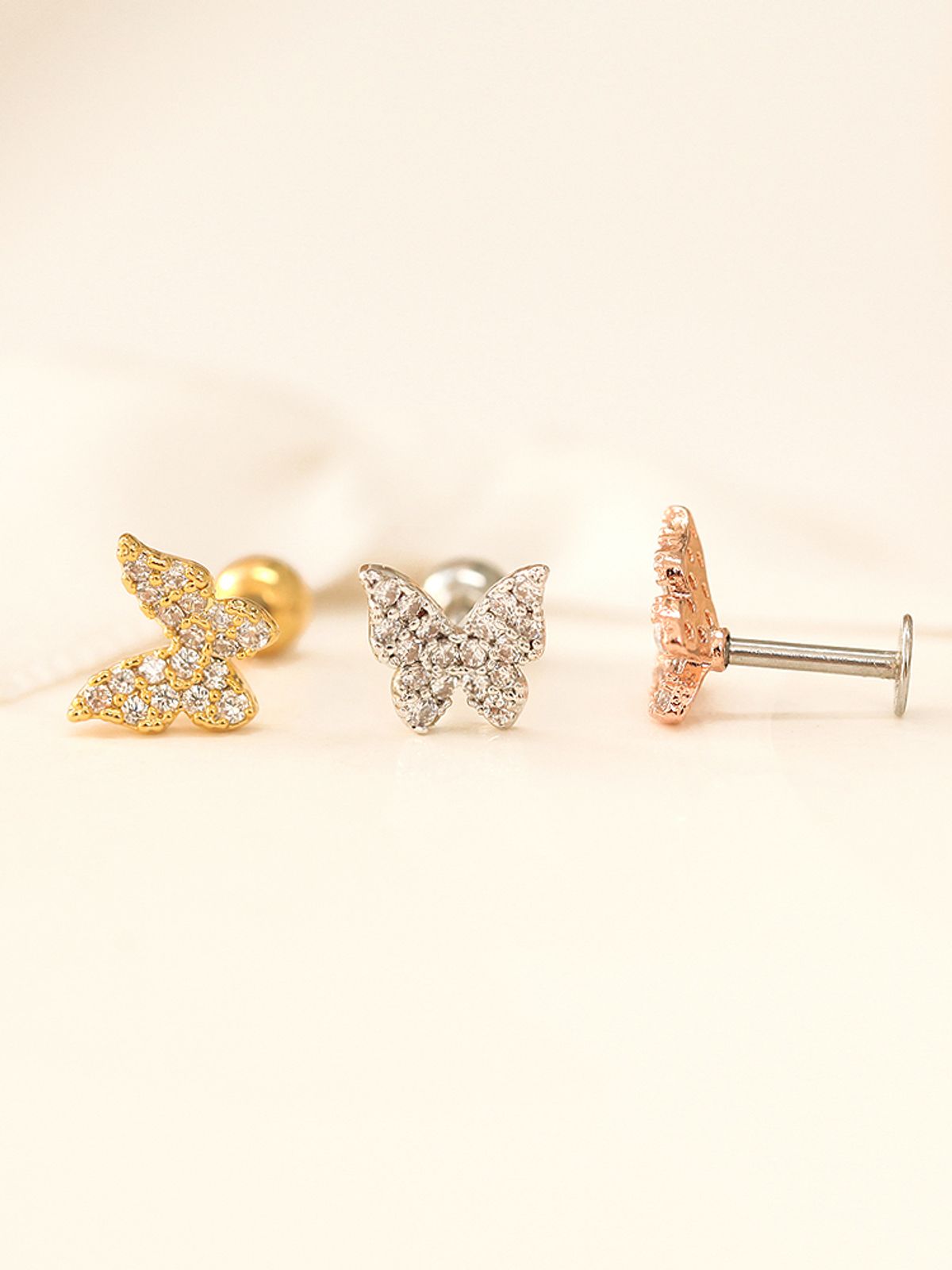 미니멀피어싱(MINIMALPIERCING) 블링 큐빅 나비 써지컬 라블렛 피어싱